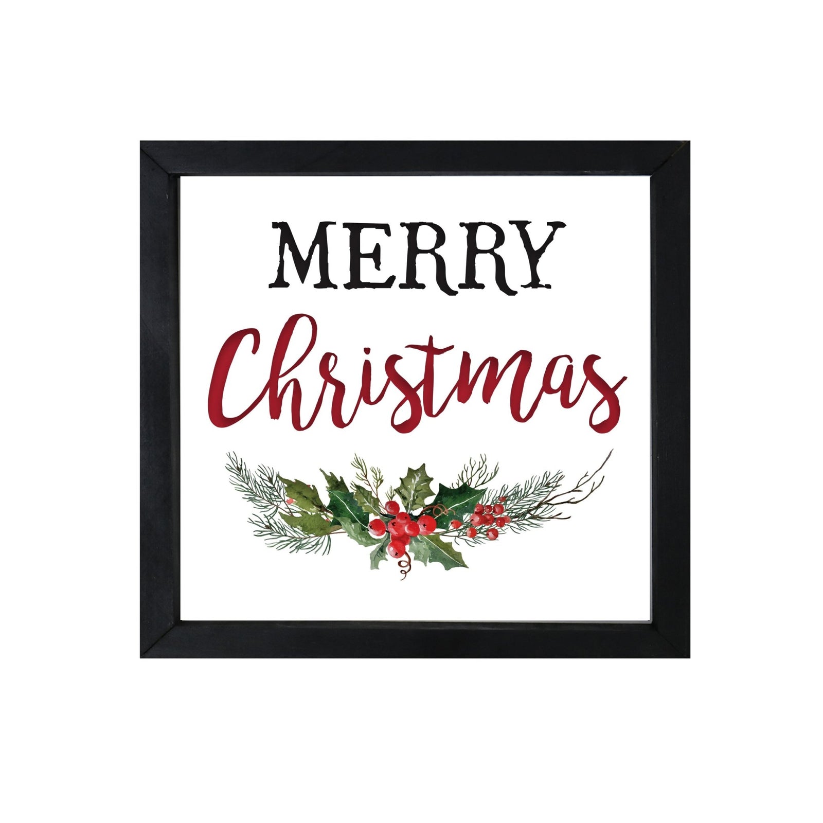 Merry Christmas Framed Shadow Box - Holly Merry Christmas - LifeSong Milestones