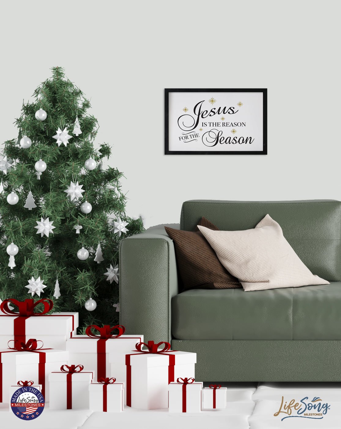 Merry Christmas Framed Shadow Box - Jesus Is The Reason - LifeSong Milestones