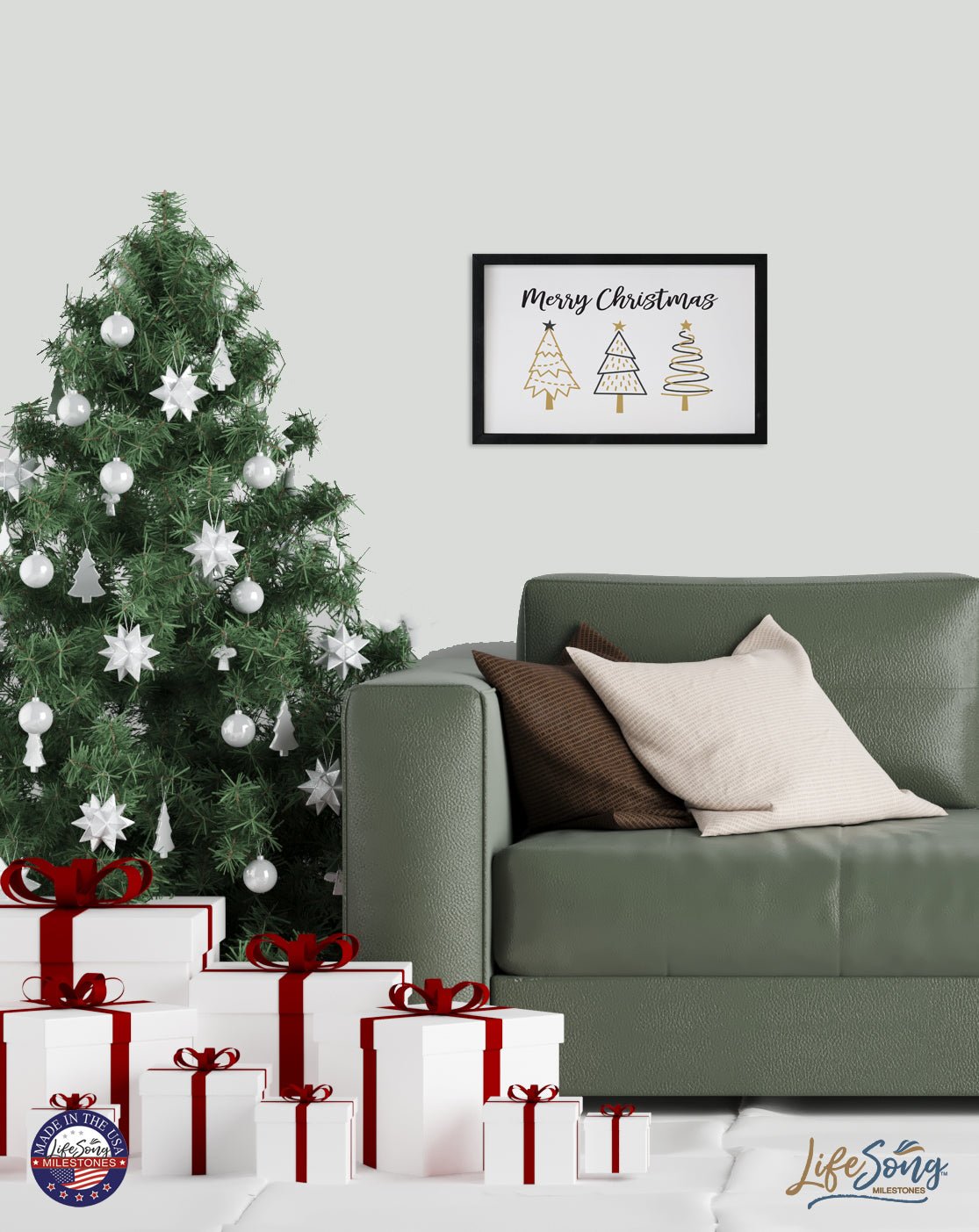 Merry Christmas Framed Shadow Box - Merry Christmas Trees - LifeSong Milestones