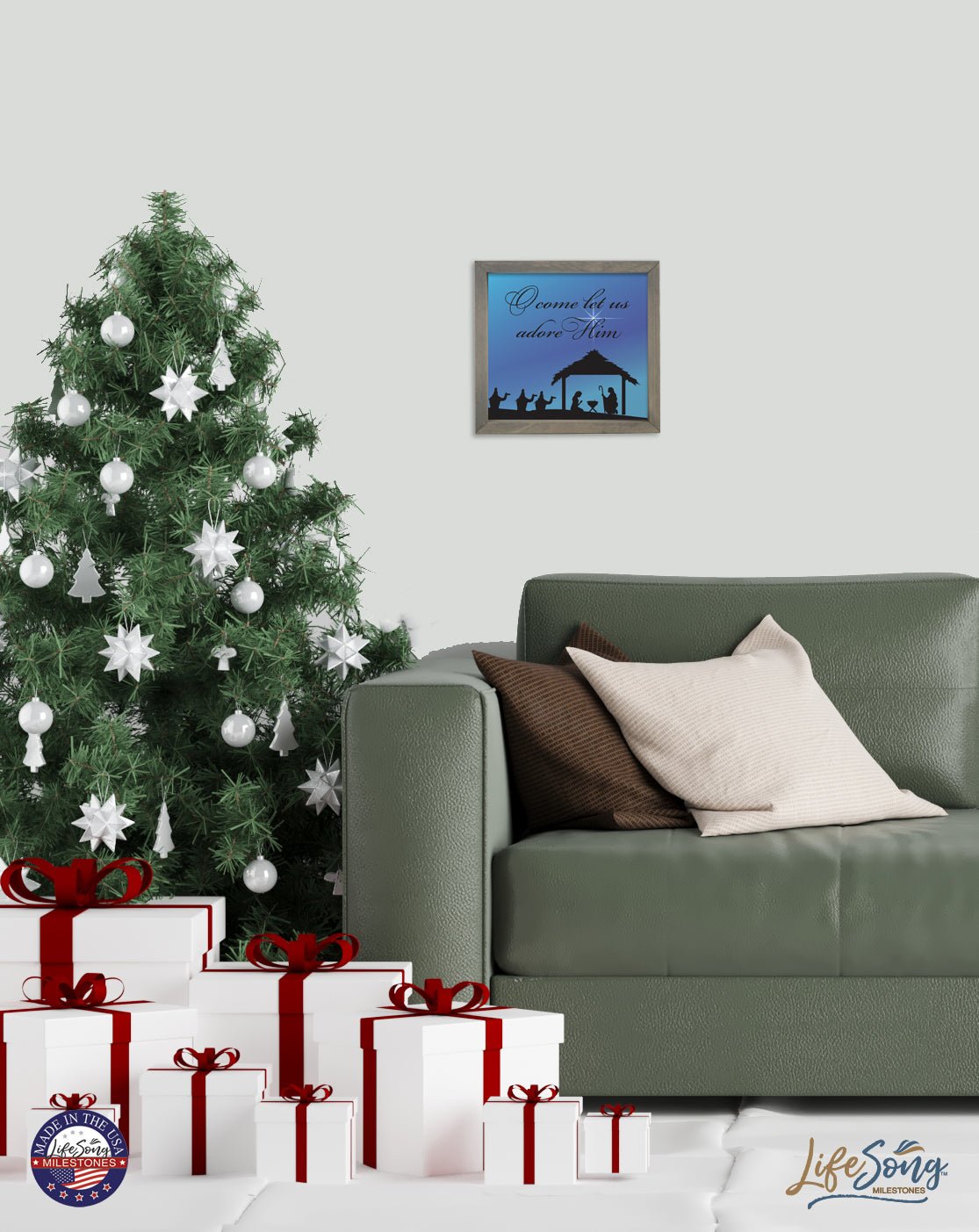 Merry Christmas Framed Shadow Box - O Come Let Us - LifeSong Milestones