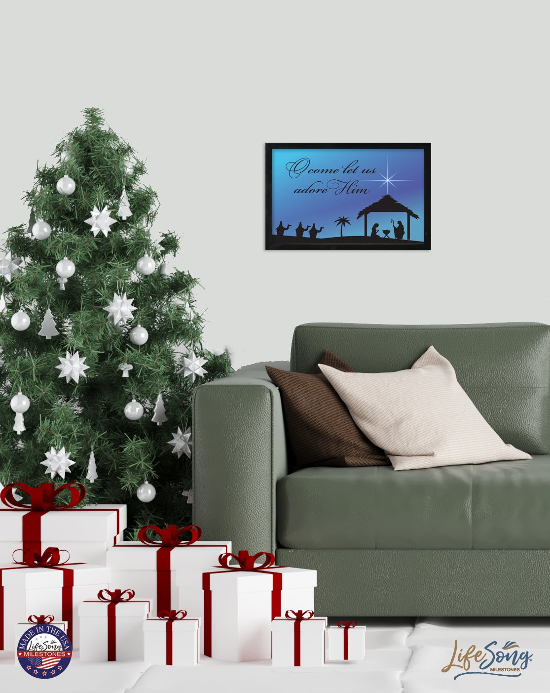 Merry Christmas Framed Shadow Box - O Come Let Us - LifeSong Milestones