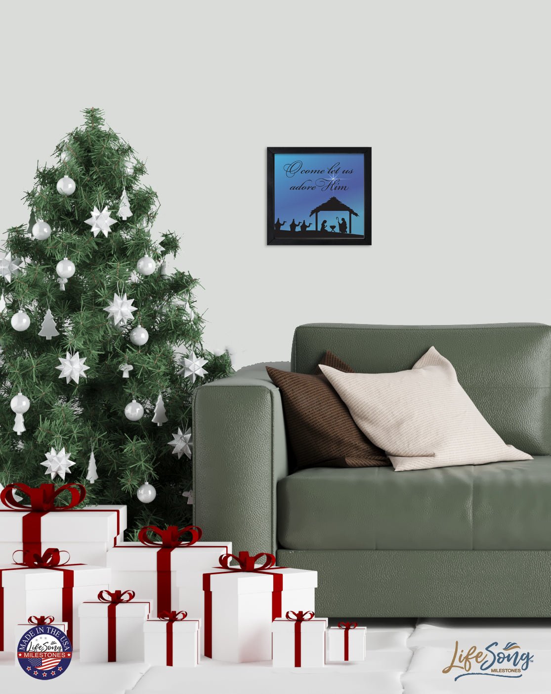 Merry Christmas Framed Shadow Box - O Come Let Us - LifeSong Milestones