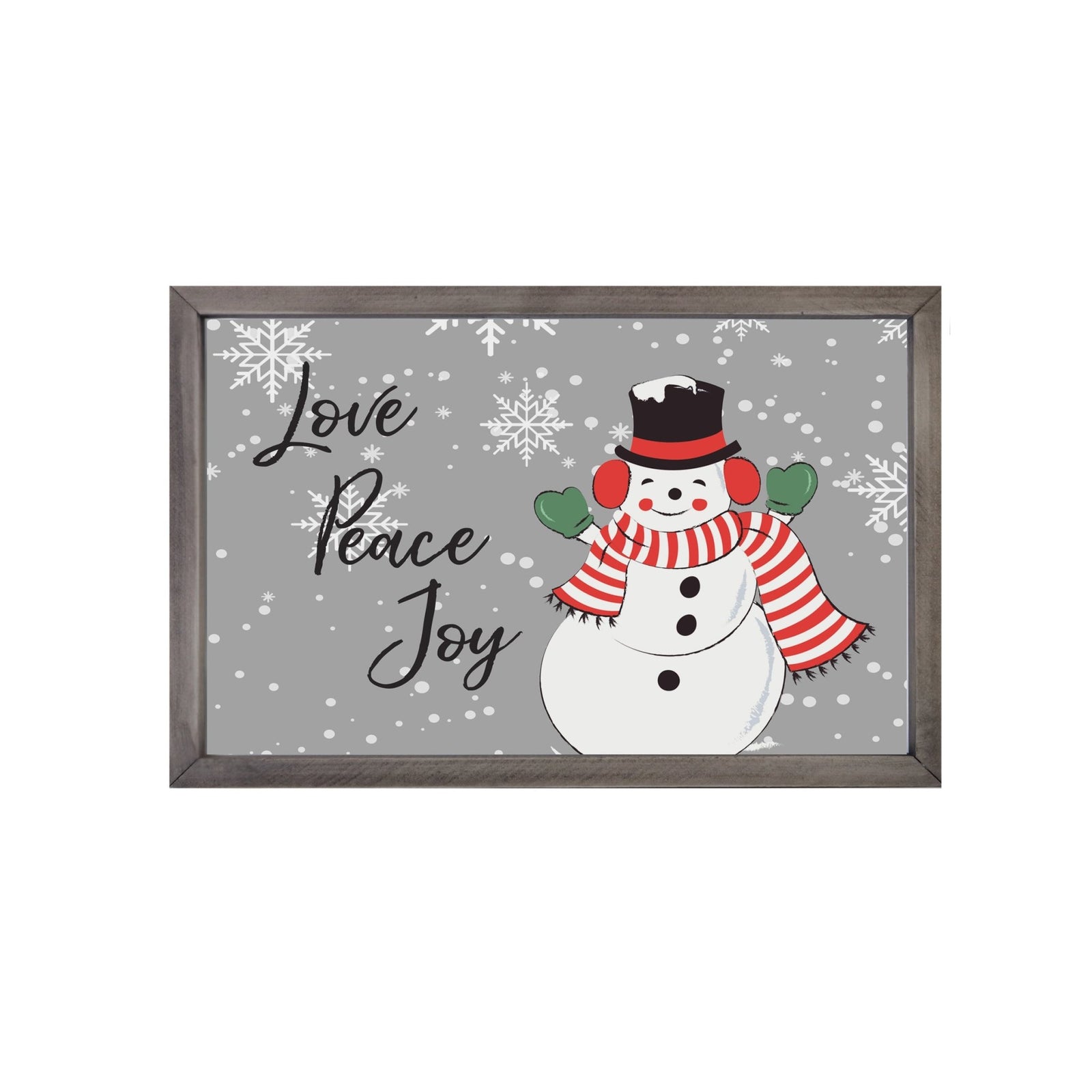 Merry Christmas Framed Shadow Box - Snowman Love Peace Joy - LifeSong Milestones