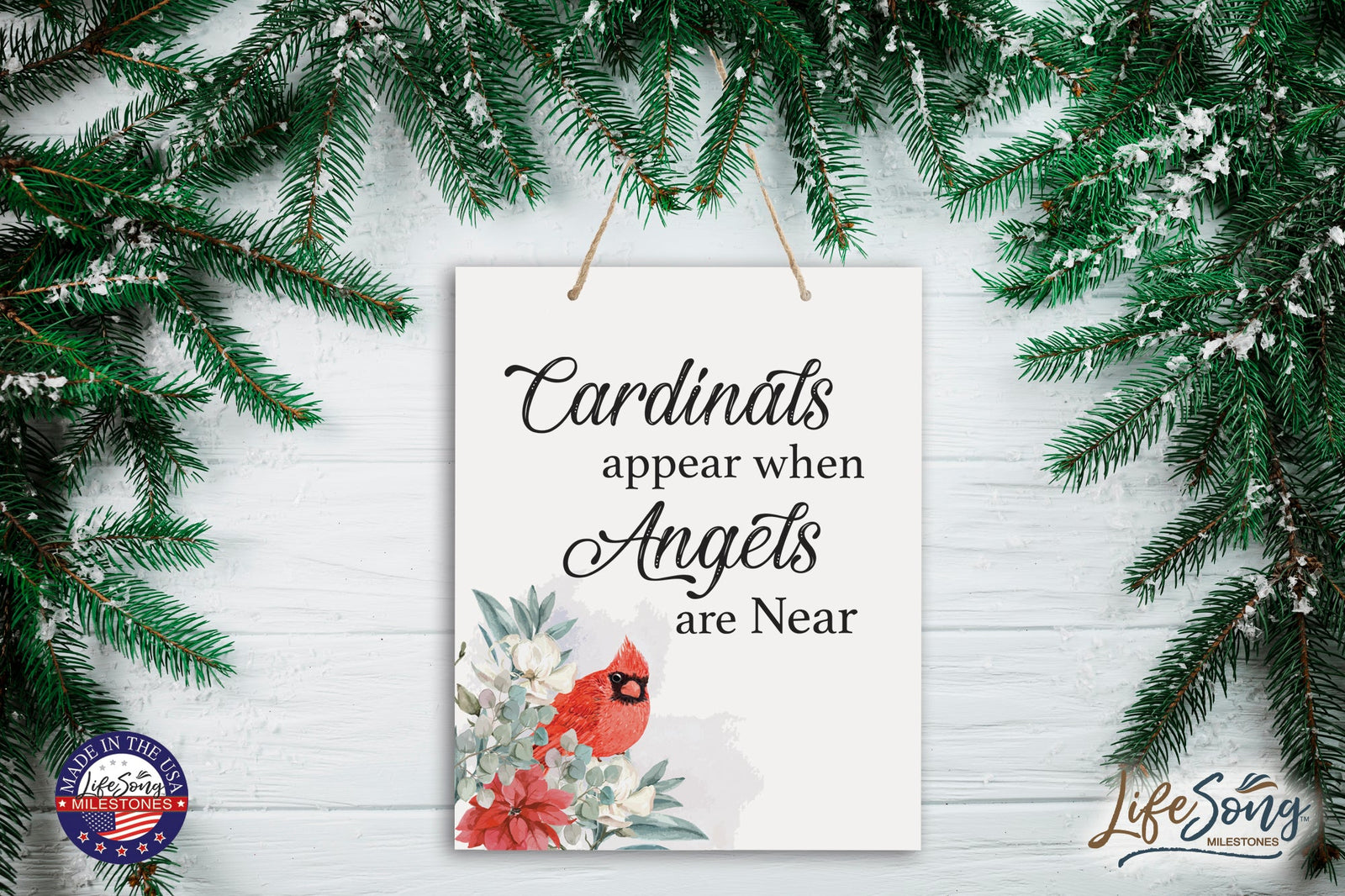 Merry Christmas Wall Hanging Sign - Angels Are Near - LifeSong Milestones