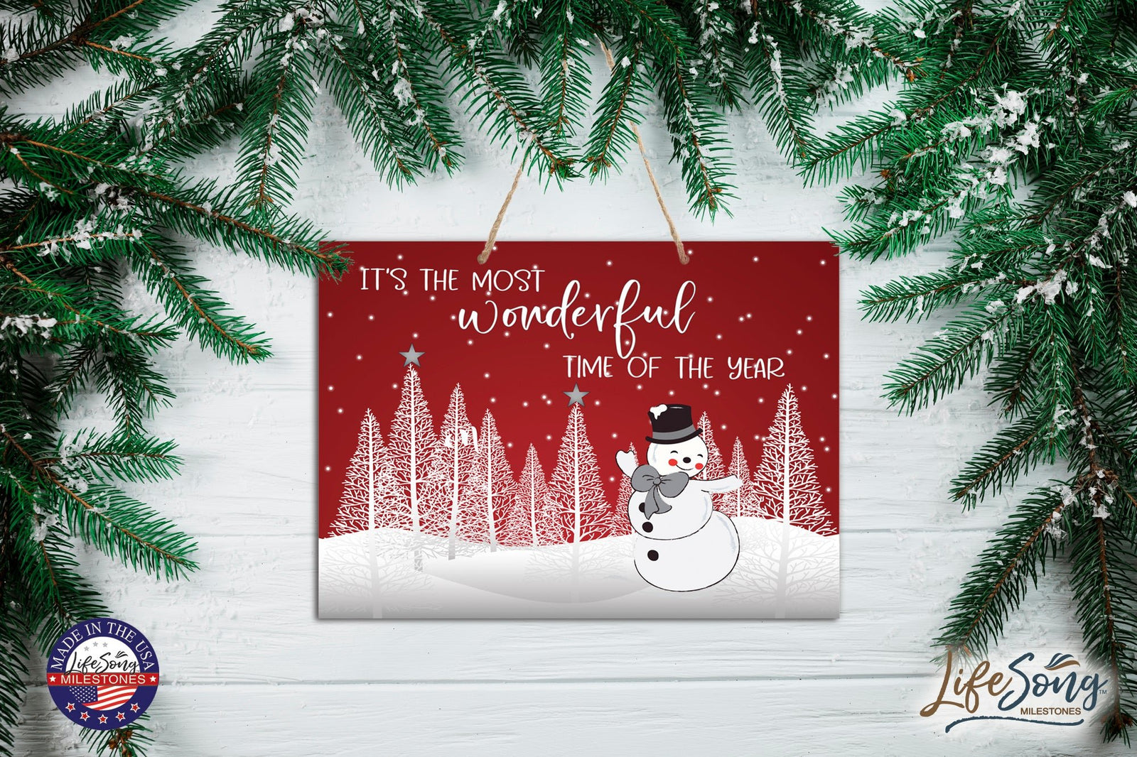 Merry Christmas Wall Hanging Sign - It's The Most Wonderful - LifeSong Milestones