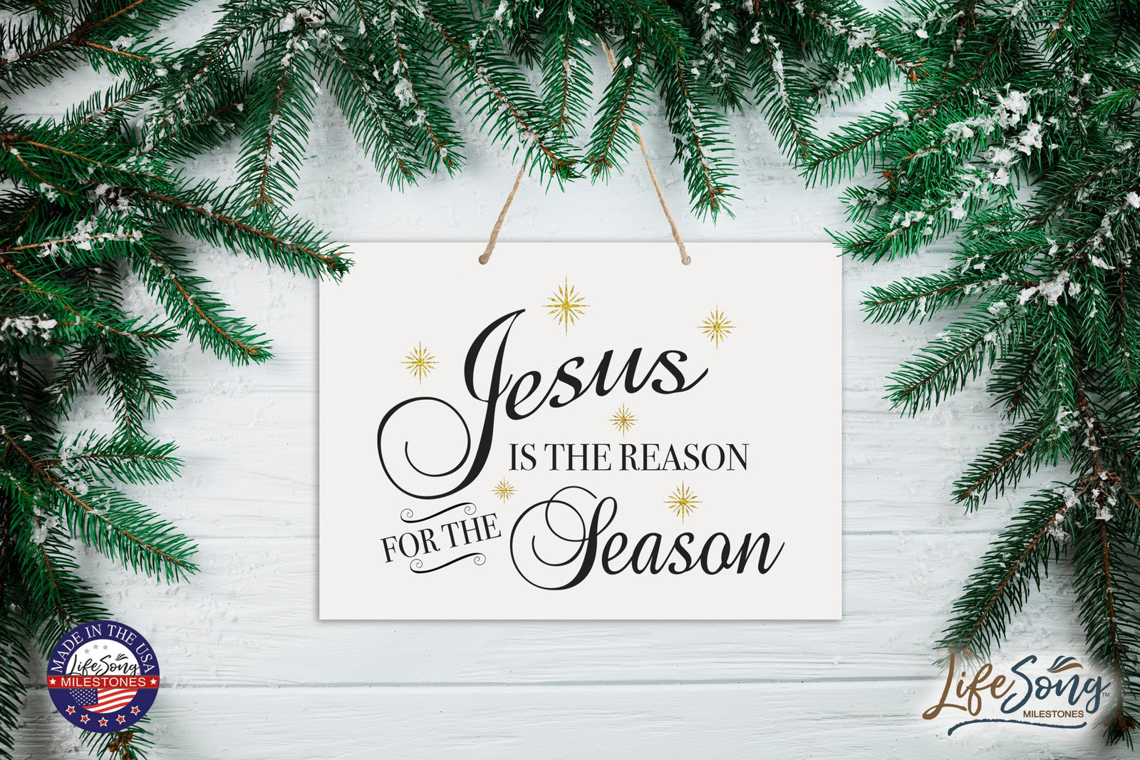 Merry Christmas Wall Hanging Sign - Jesus Is The Reason - LifeSong Milestones