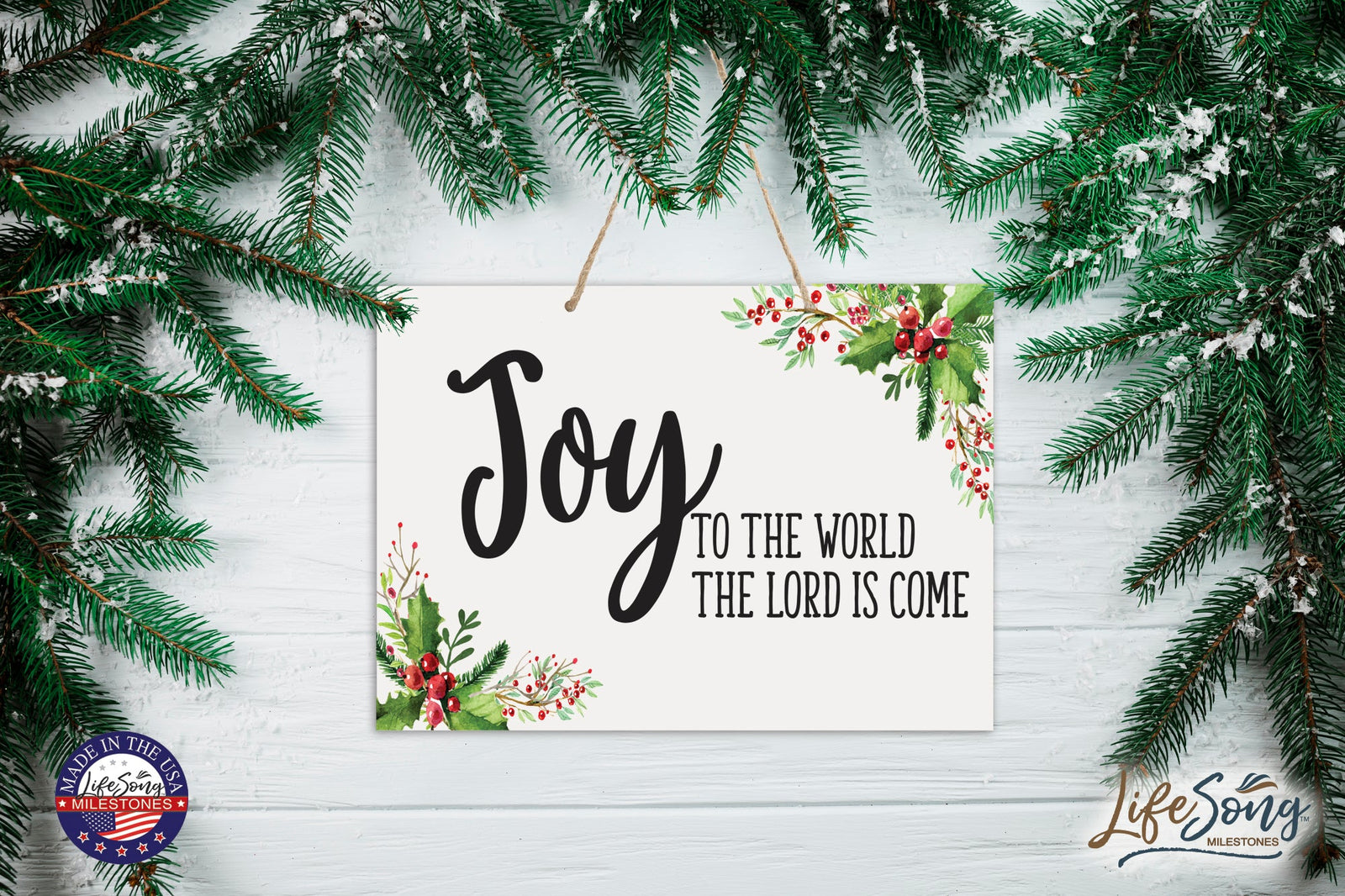 Merry Christmas Wall Hanging Sign - Joy To The World - LifeSong Milestones