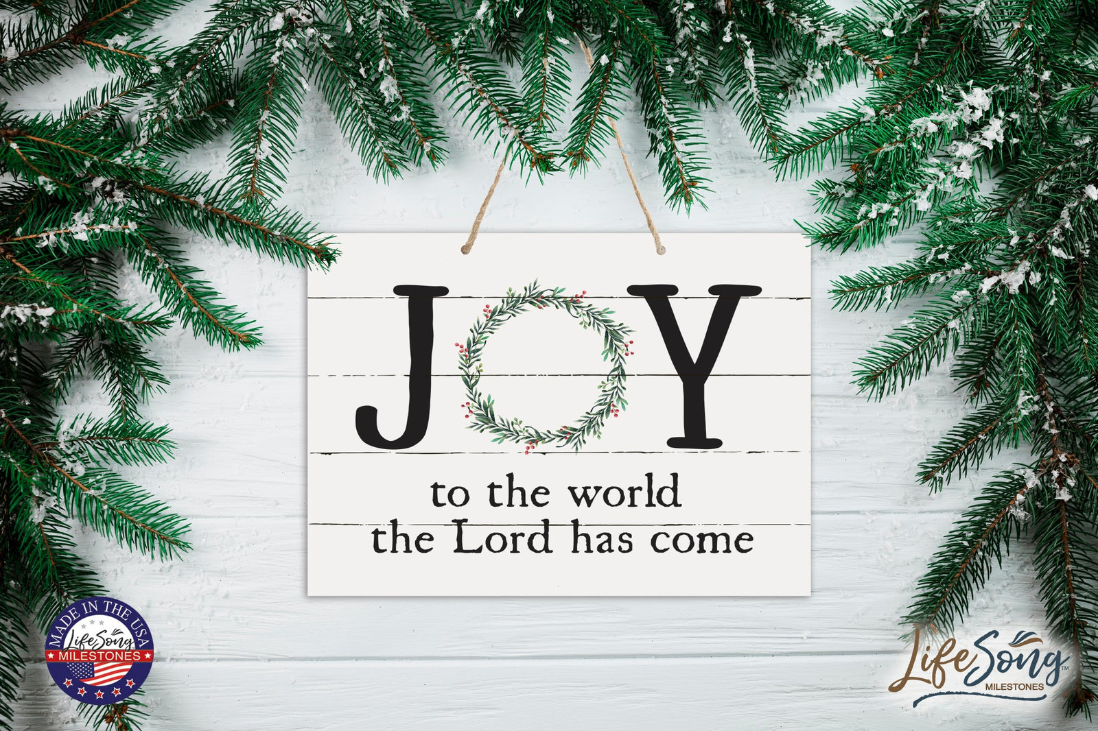 Merry Christmas Wall Hanging Sign - Joy To The World - LifeSong Milestones