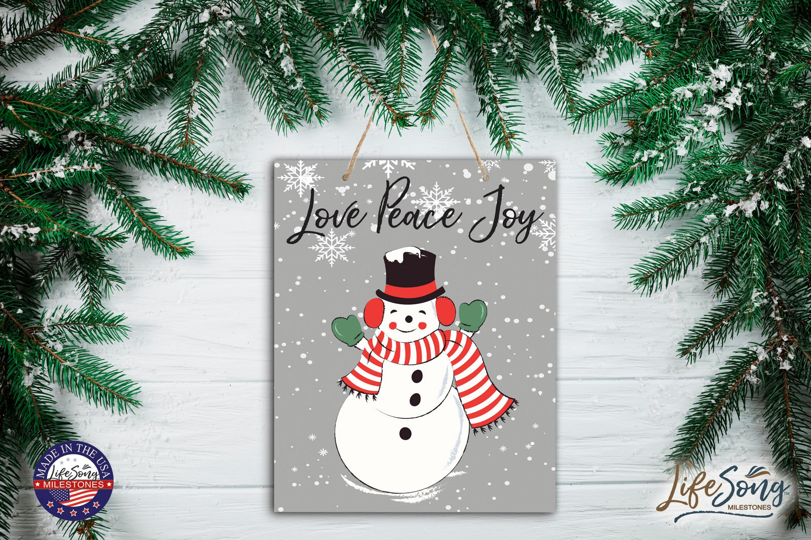 Merry Christmas Wall Hanging Sign - Love Peace Joy - LifeSong Milestones