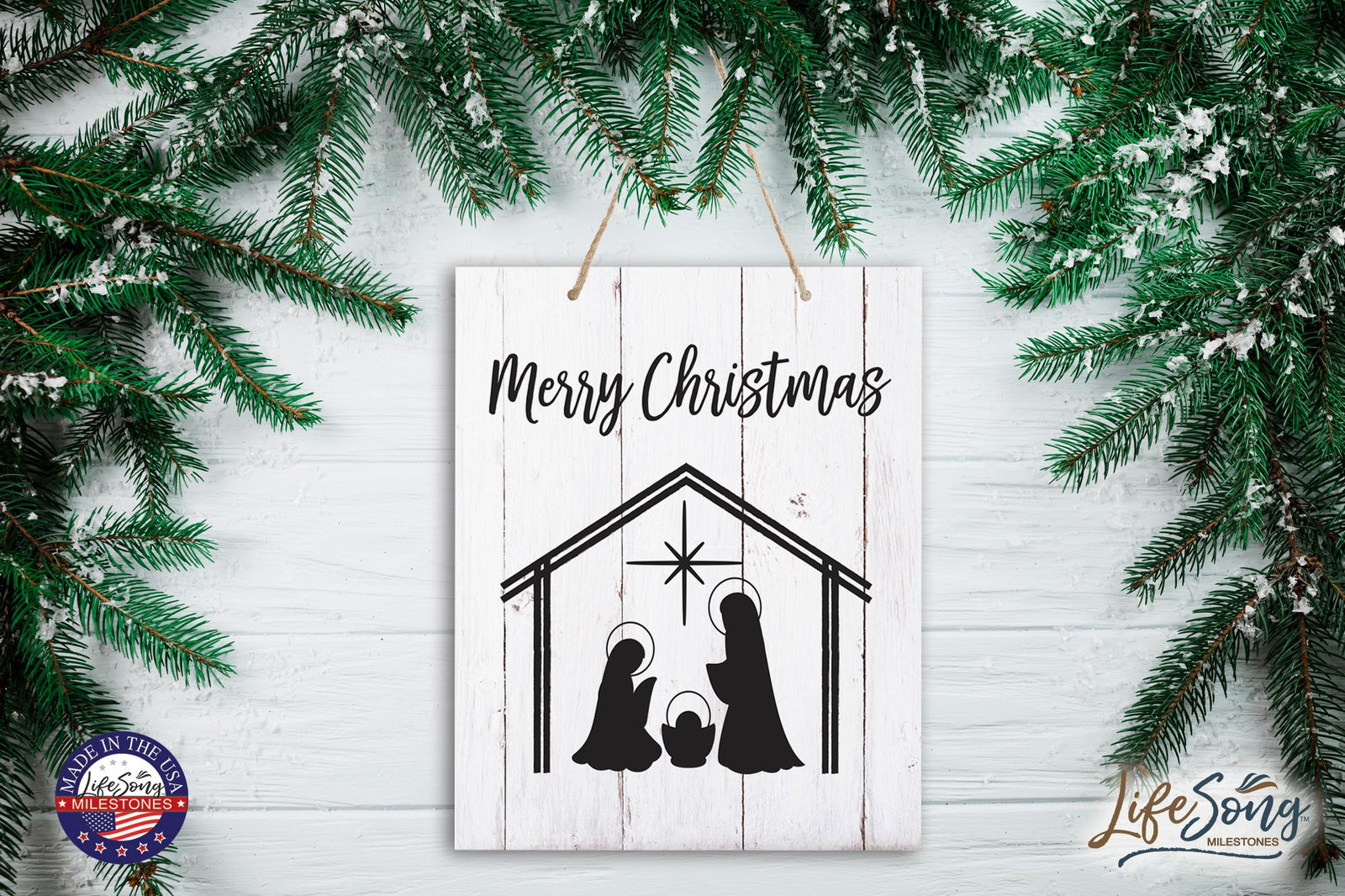 Merry Christmas Wall Hanging Sign - Merry Christmas - LifeSong Milestones