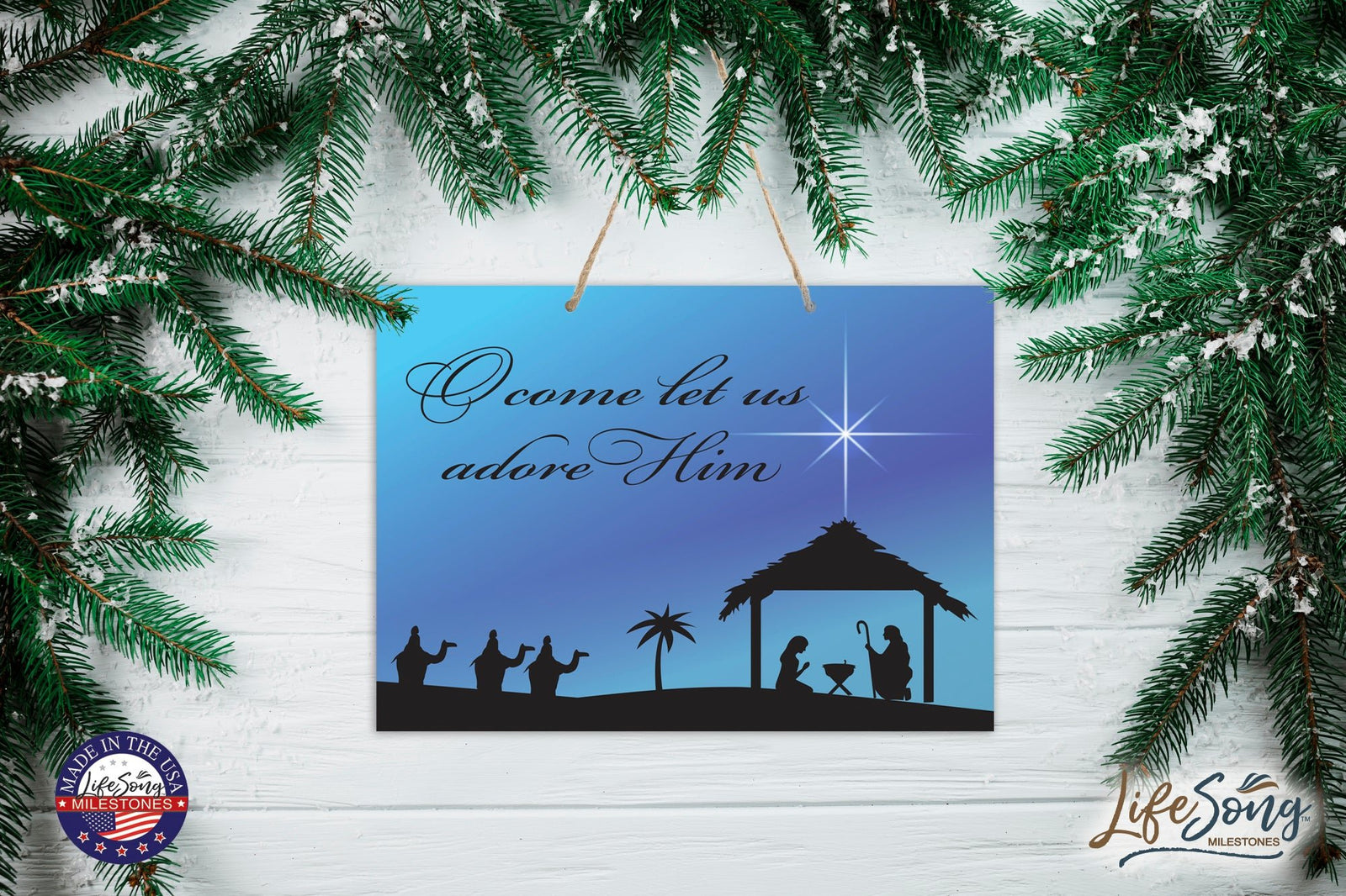 Merry Christmas Wall Hanging Sign - Oh Come - LifeSong Milestones