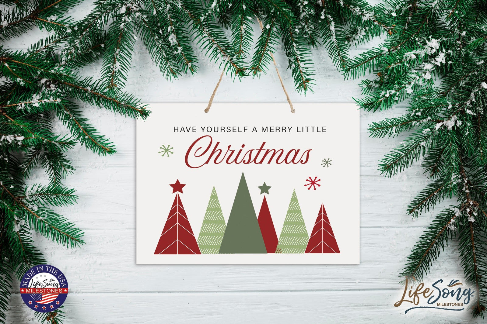 Merry Christmas Wall Hanging Sign - Peace On Earth - LifeSong Milestones