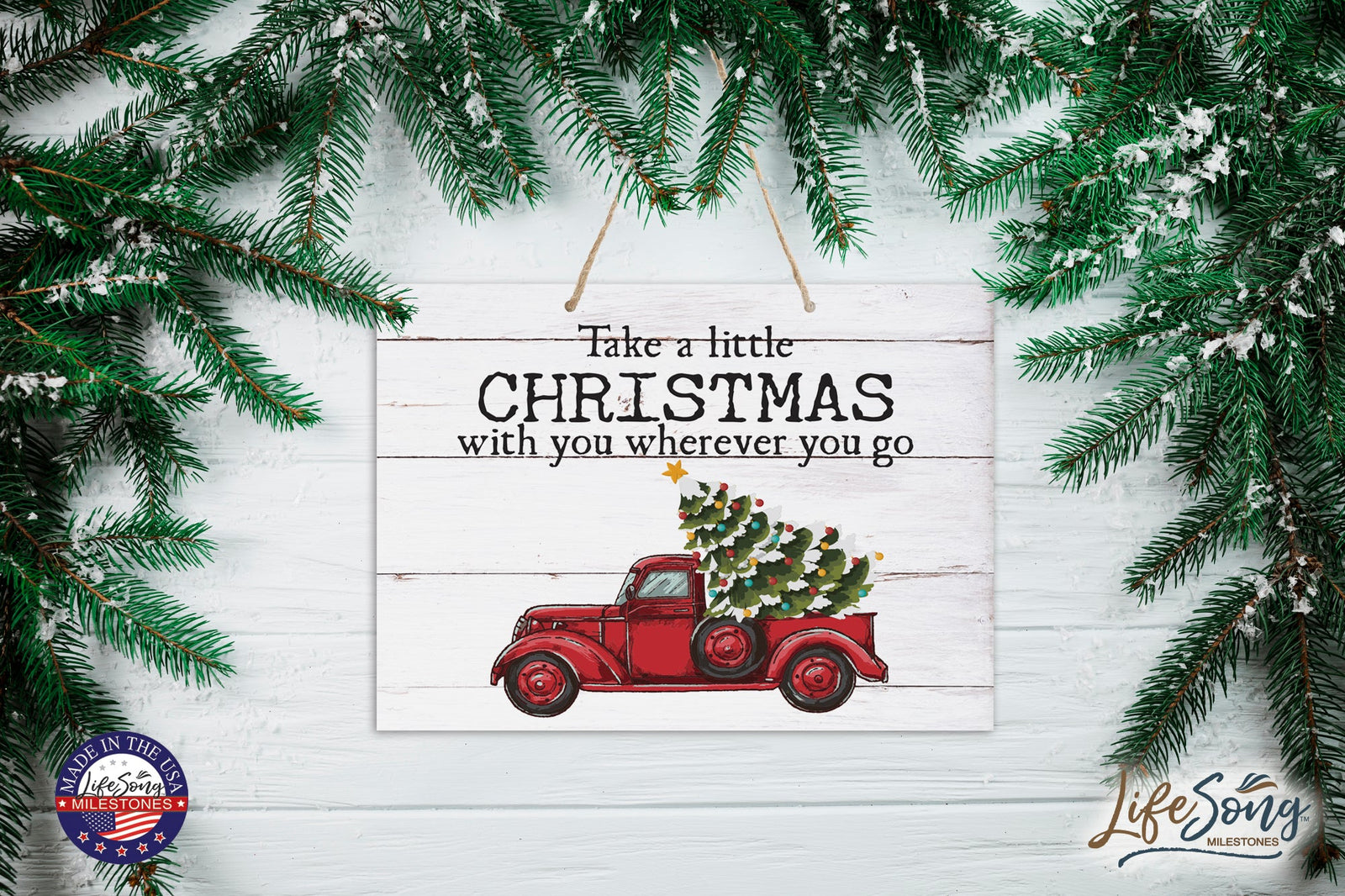 Merry Christmas Wall Hanging Sign - Take A Little - LifeSong Milestones