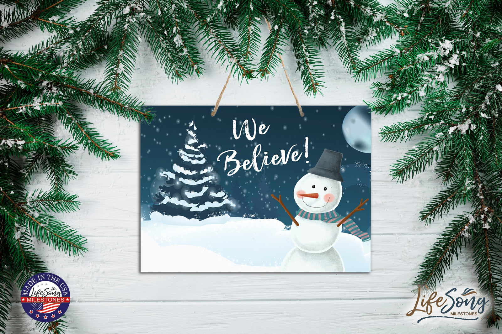 Merry Christmas Wall Hanging Sign - We Believe - LifeSong Milestones