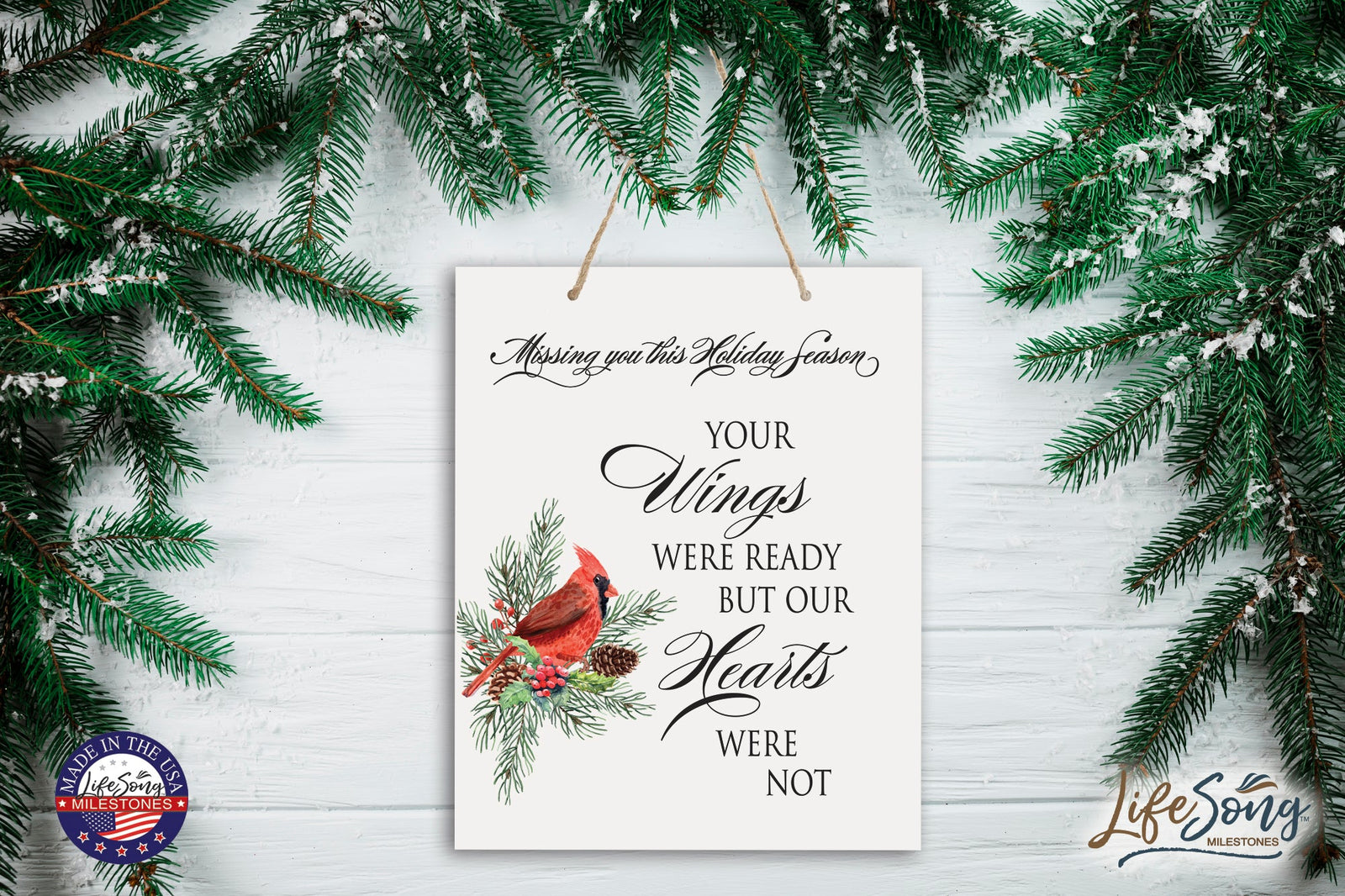 Merry Christmas Wall Hanging Sign - Your Wings - LifeSong Milestones