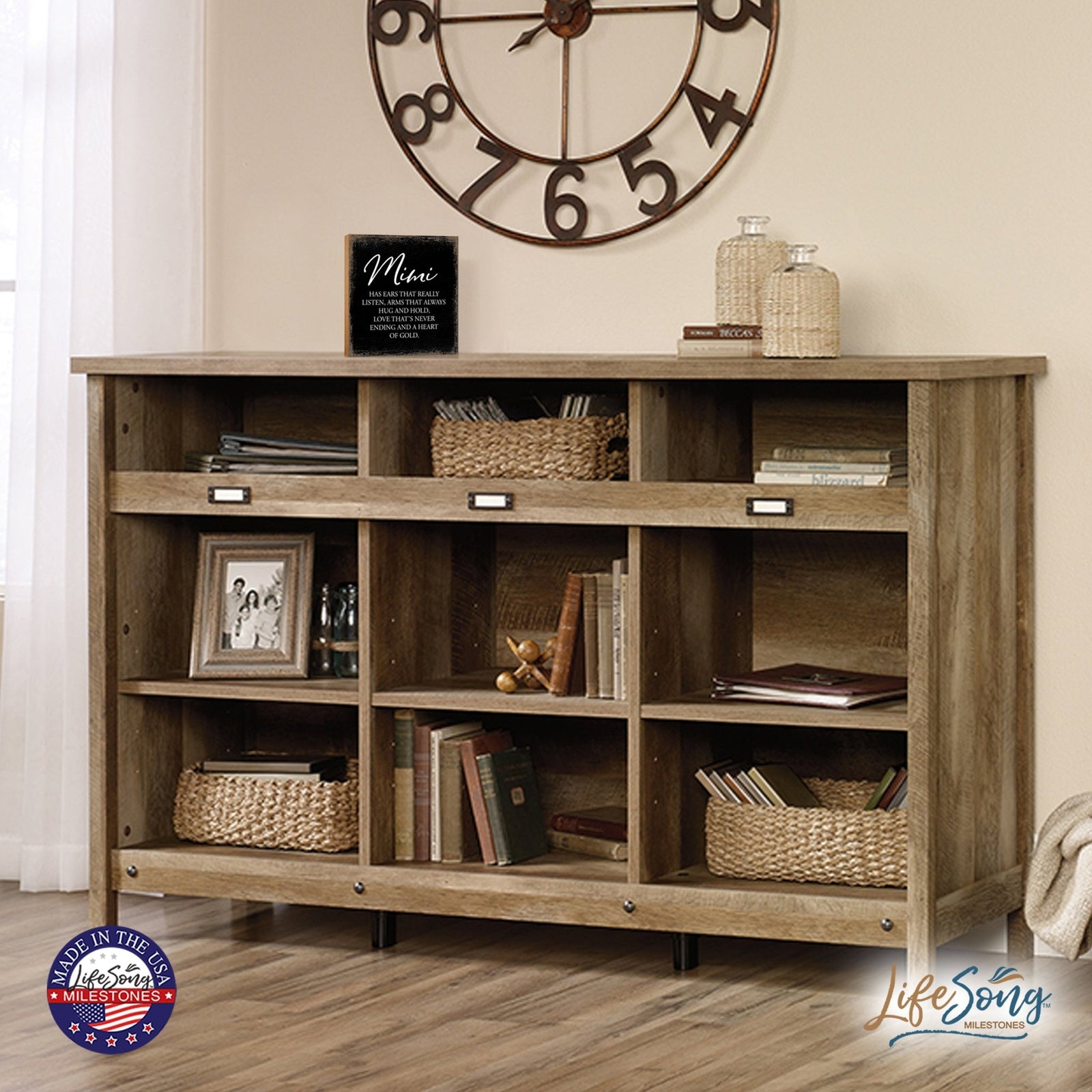 Mimi Has Ears Floral 6x6 Inches Wood Family Art Sign Tabletop and Shelving For Home Décor - LifeSong Milestones