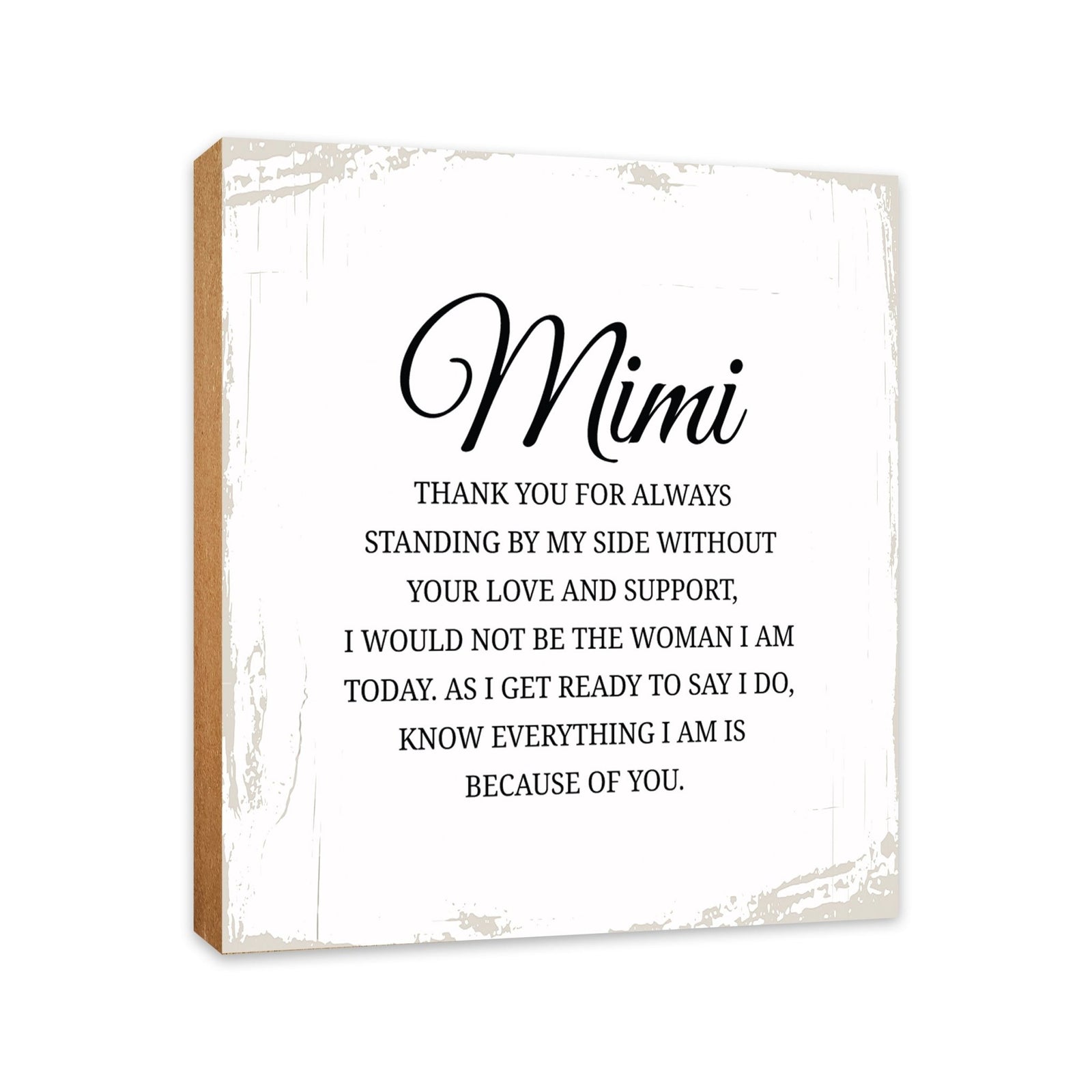 Mimi Thank You Floral 6x6 Inches Wood Family Art Sign Tabletop and Shelving For Home Décor - LifeSong Milestones