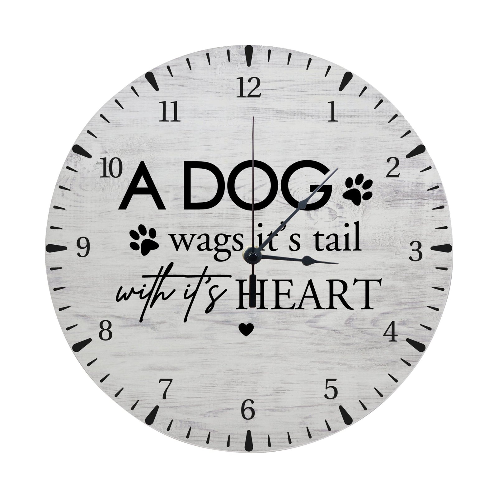 Minimalist Roman Numeral Wooden Clock For Walls Or Countertop Display For Pet Owners - A Dog Wags - LifeSong Milestones