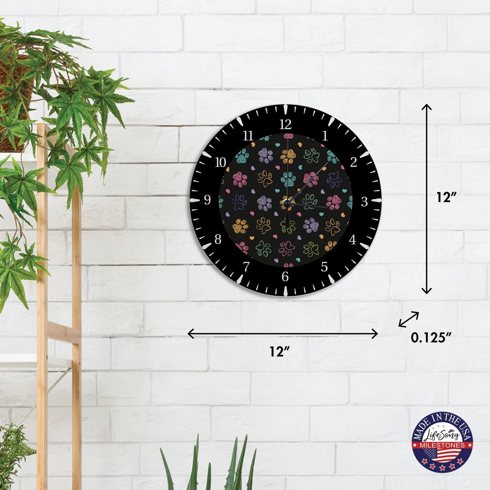 Minimalist Roman Numeral Wooden Clock For Walls Or Countertop Display For Pet Owners - Paws - LifeSong Milestones