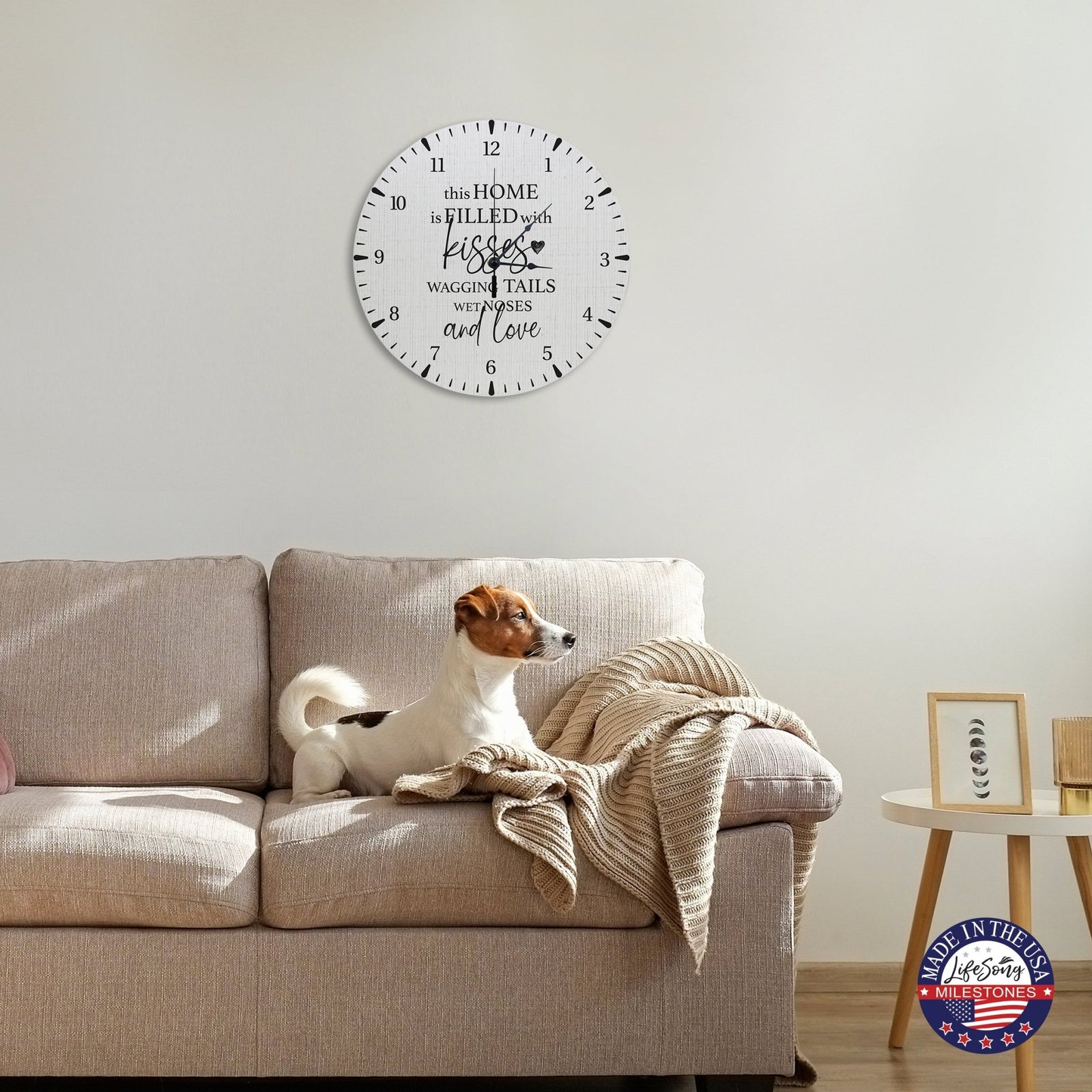 Minimalist Roman Numeral Wooden Clock For Walls Or Countertop Display For Pet Owners - This Home Is Filled - LifeSong Milestones