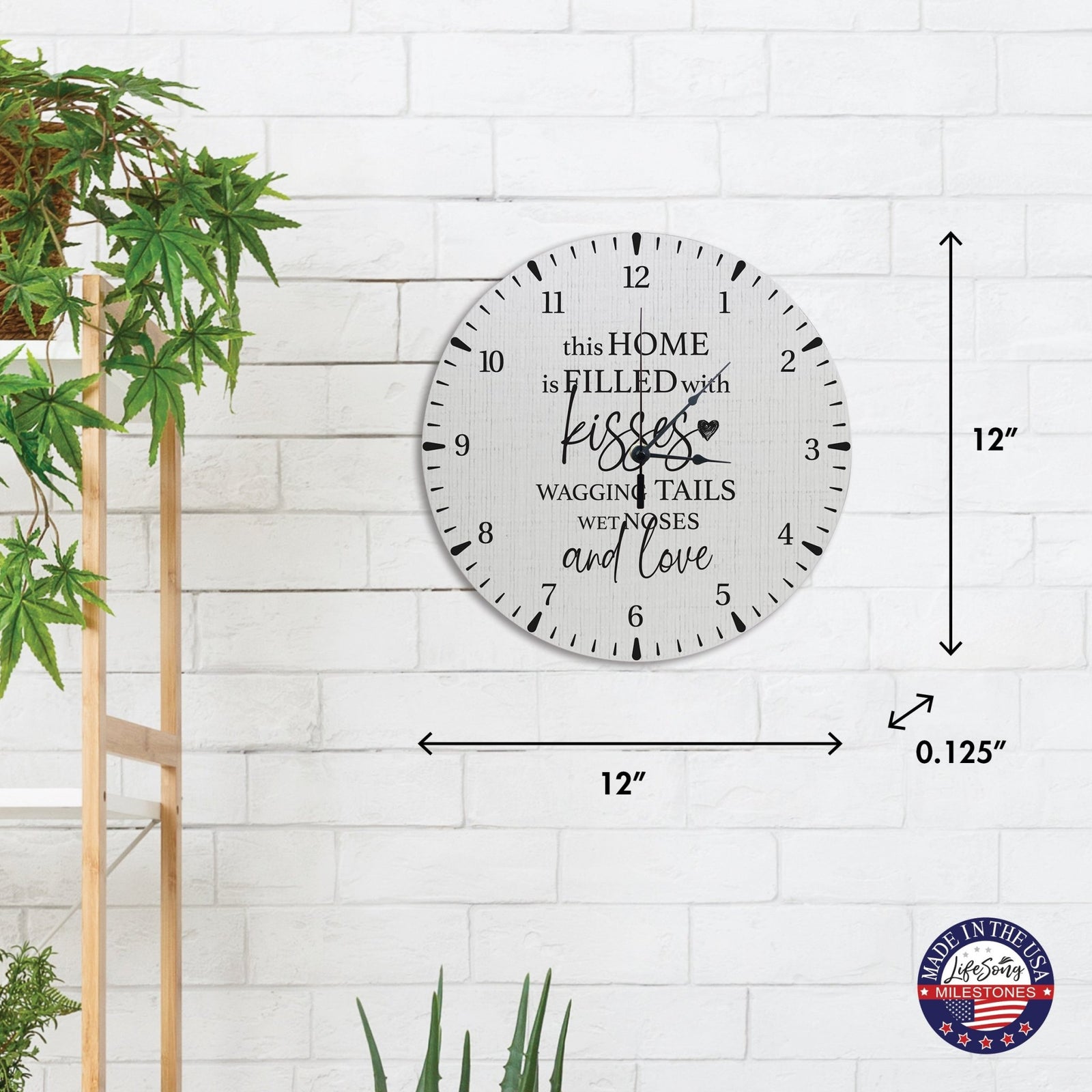 Minimalist Roman Numeral Wooden Clock For Walls Or Countertop Display For Pet Owners - This Home Is Filled - LifeSong Milestones