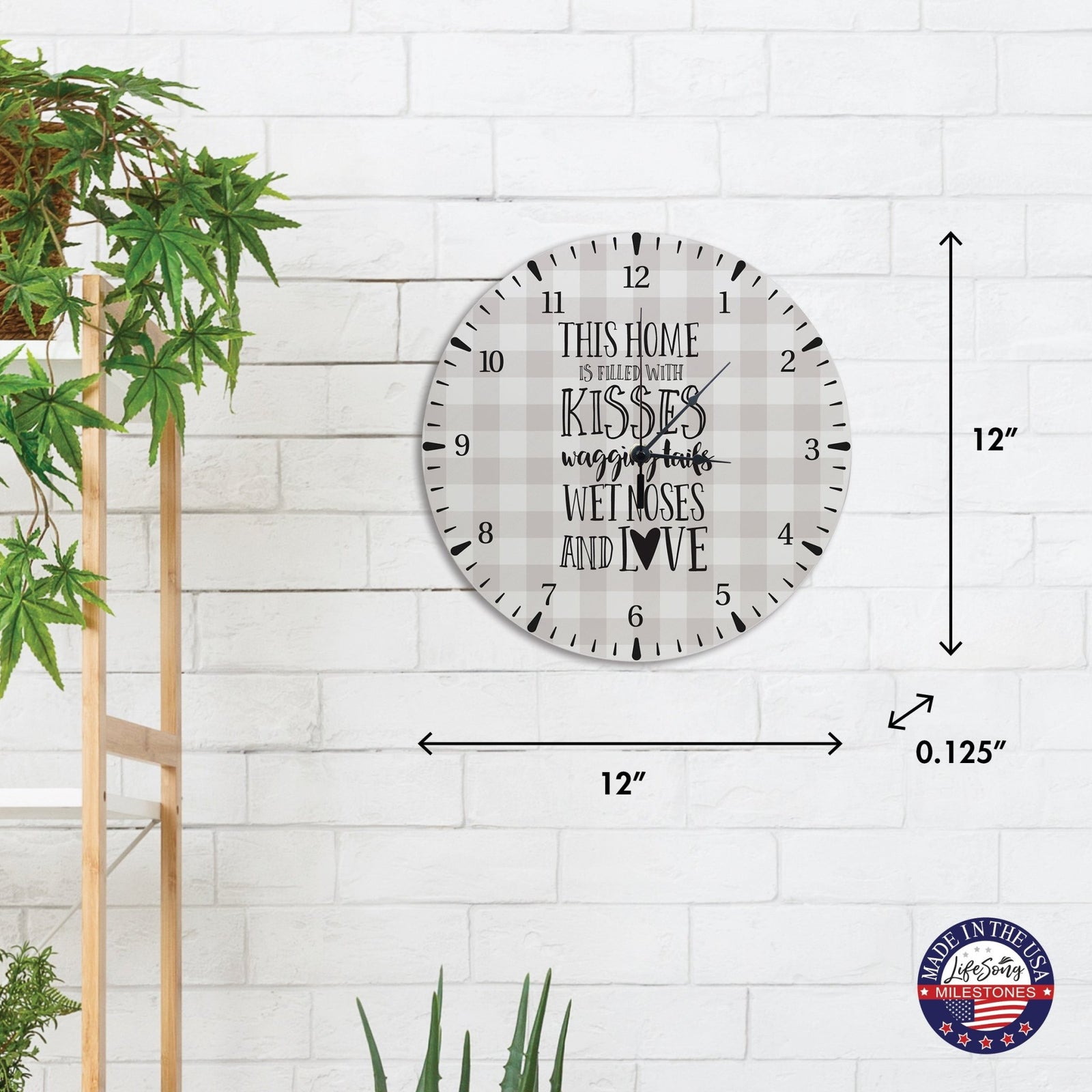 Minimalist Roman Numeral Wooden Clock For Walls Or Countertop Display For Pet Owners - This Home Is Filled - LifeSong Milestones