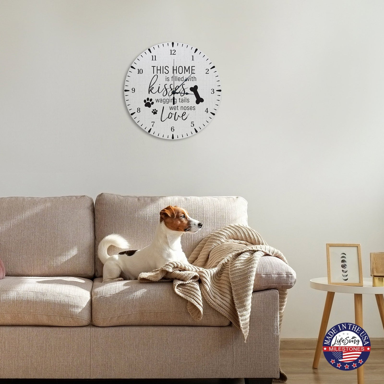 Minimalist Roman Numeral Wooden Clock For Walls Or Countertop Display For Pet Owners - This Home Is Filled - LifeSong Milestones