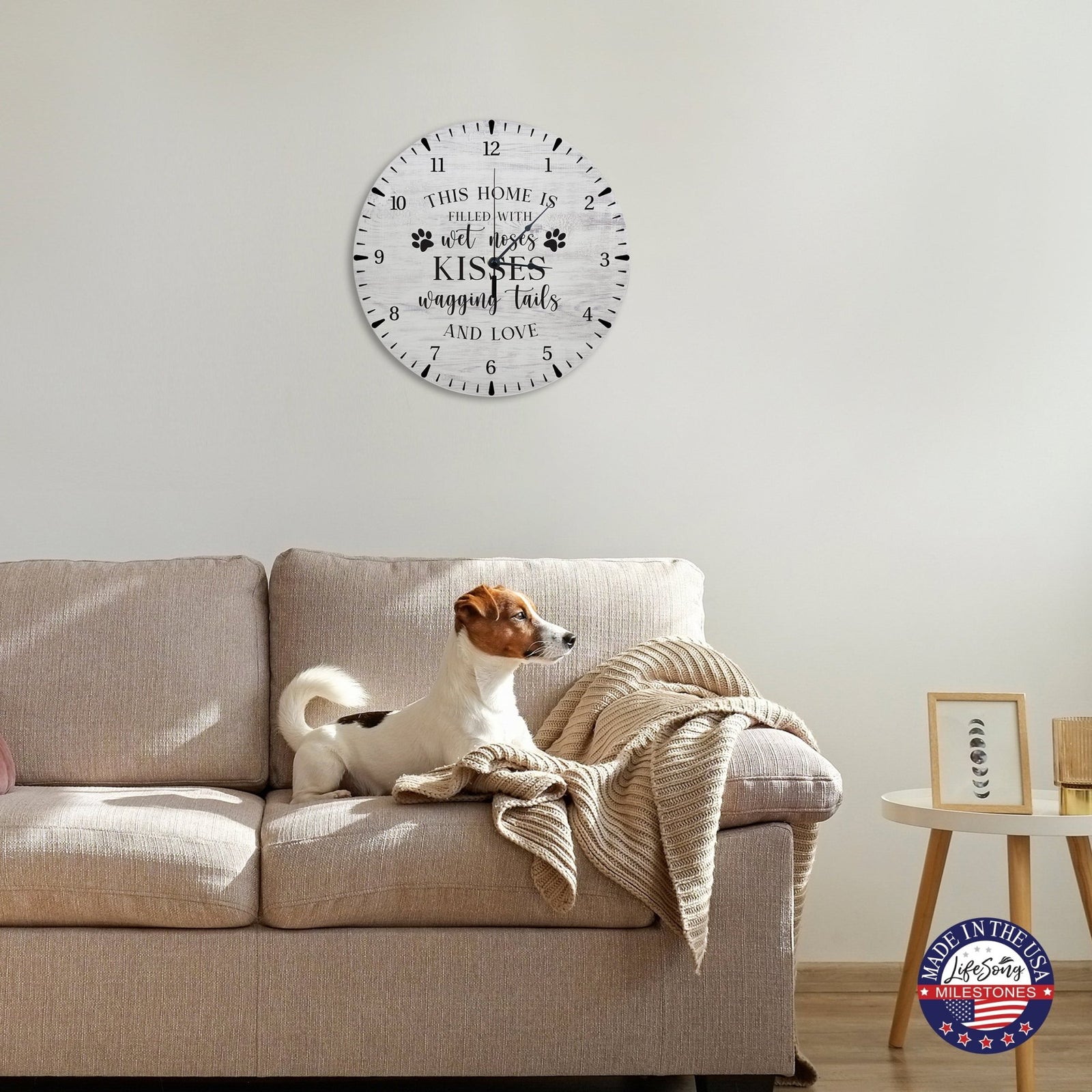 Minimalist Roman Numeral Wooden Clock For Walls Or Countertop Display For Pet Owners - This Home Is Filled - LifeSong Milestones