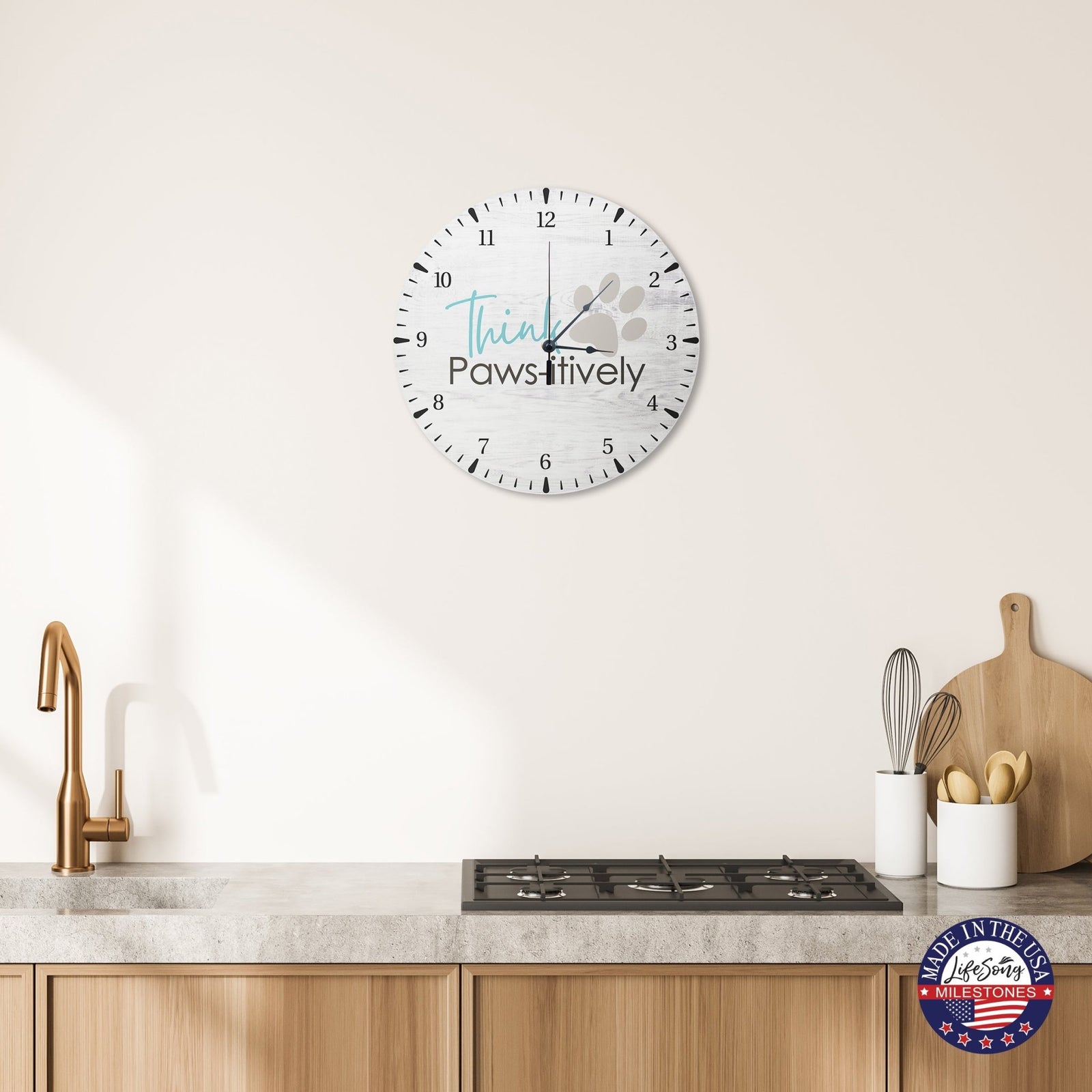 Minimalist Roman Numeral Wooden Clock For Walls Or Countertop Display For Pet Owners - This Pawsitively - LifeSong Milestones