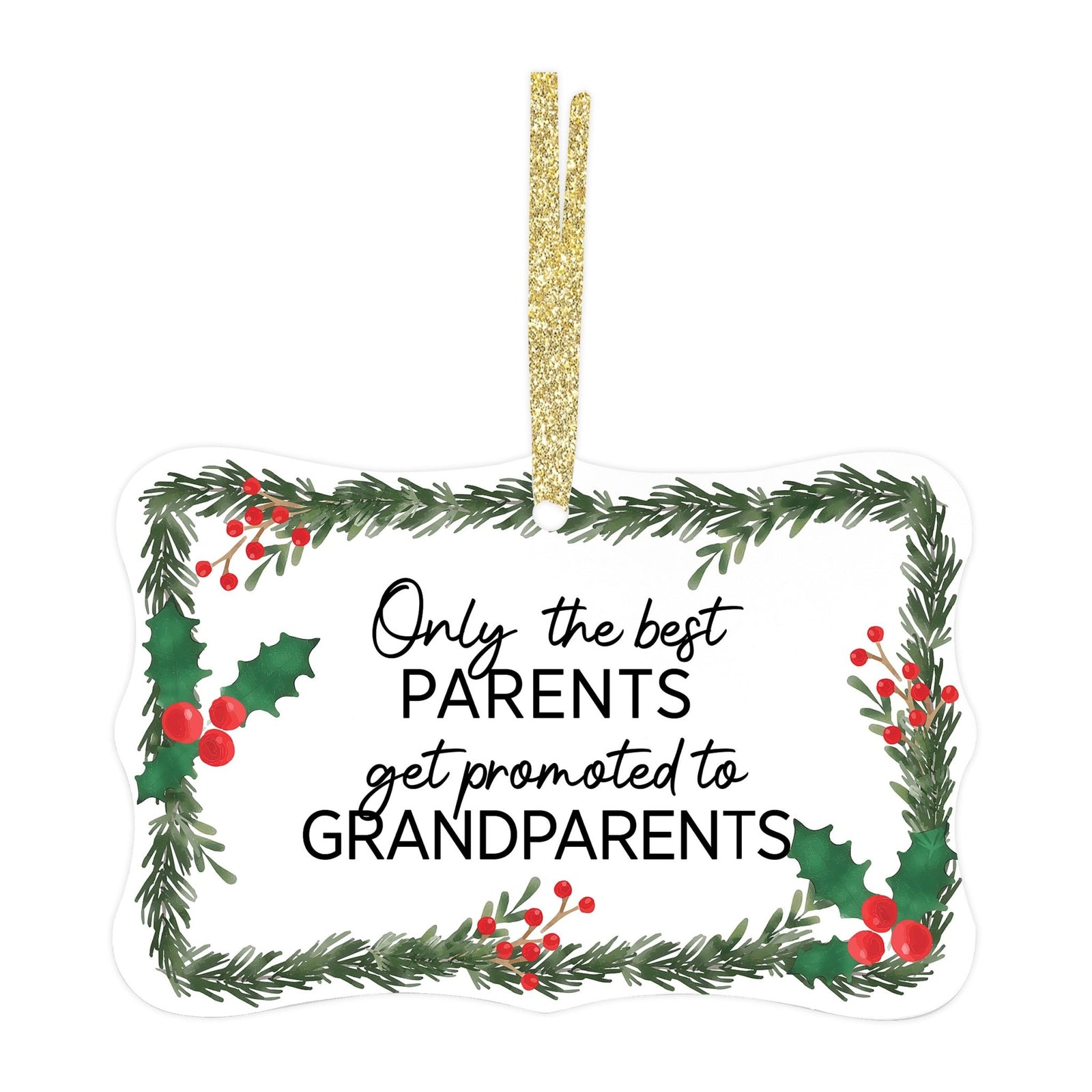 Modern 4x2.5in Christmas White Scalloped Ornament for Grandparents - Only the Best Parents - LifeSong Milestones