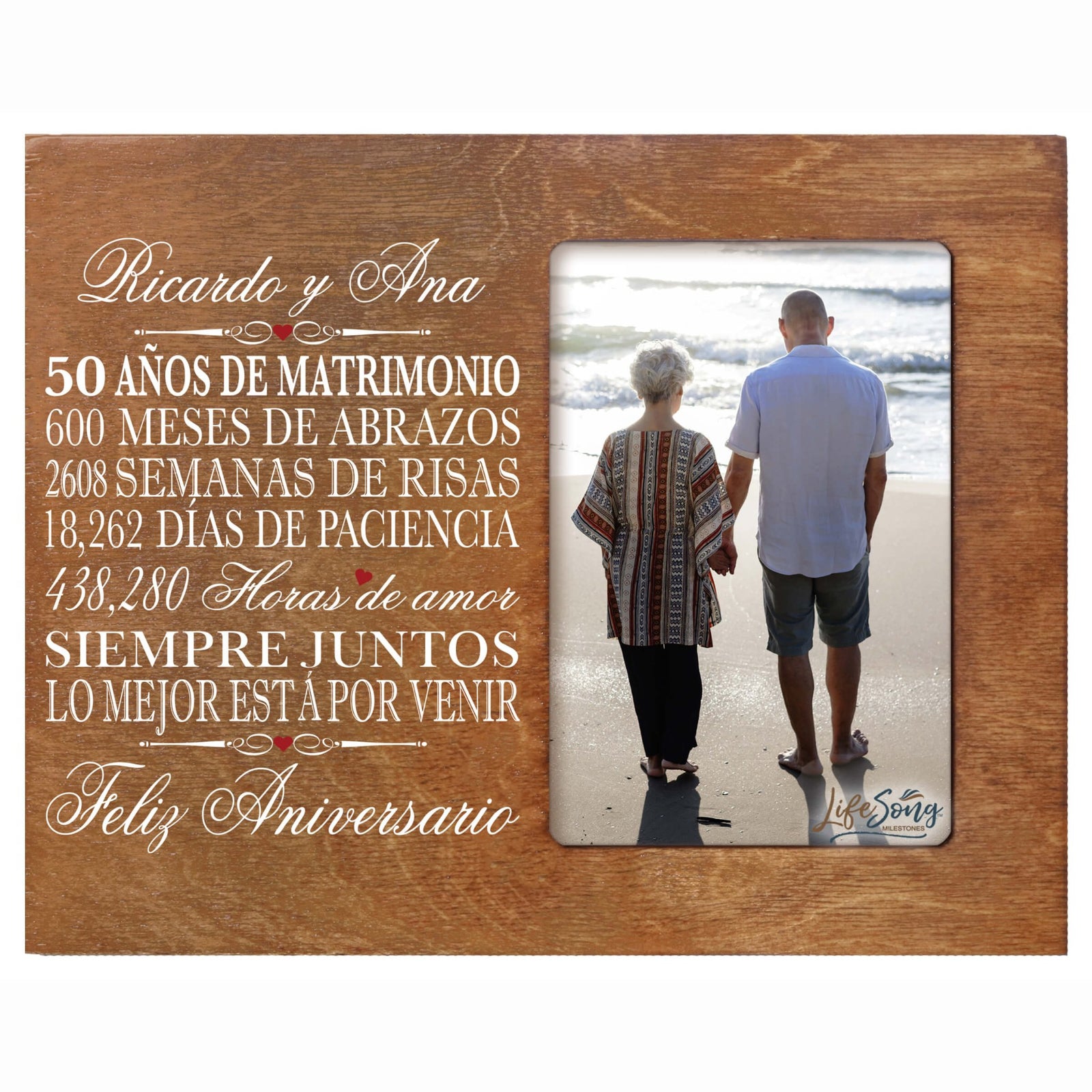 25th Wedding Anniversary Frame with wall hanging notch and stand. Perfect for displaying cherished memories.