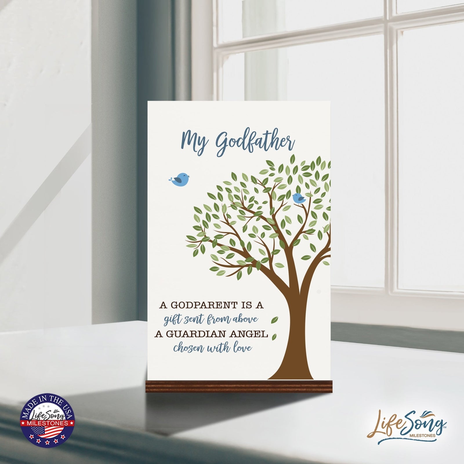 Modern 8x12in Decorative White Acrylic Signs With Wooden Base – A Gift Sent From Above - LifeSong Milestones
