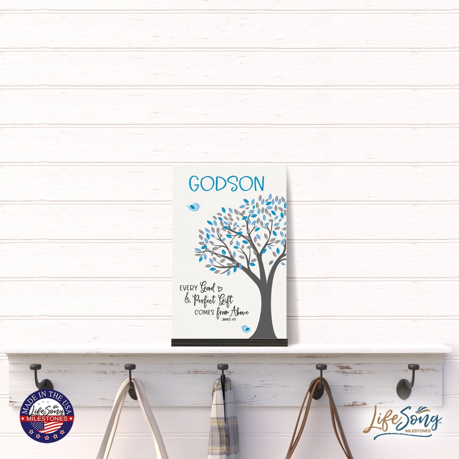 Modern 8x12in Decorative White Acrylic Signs With Wooden Base – Every Good And Perfect - LifeSong Milestones