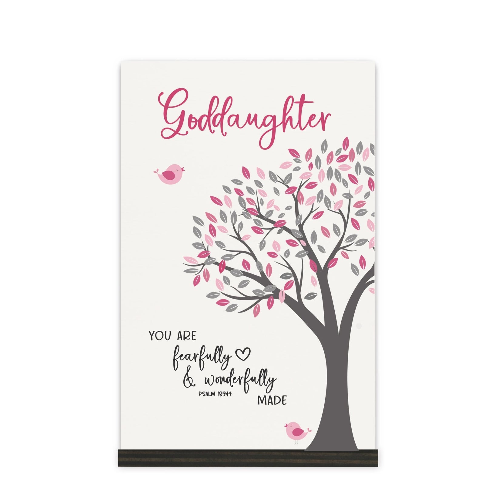 Modern 8x12in Decorative White Acrylic Signs With Wooden Base – Fearfully and Wonderfully - LifeSong Milestones