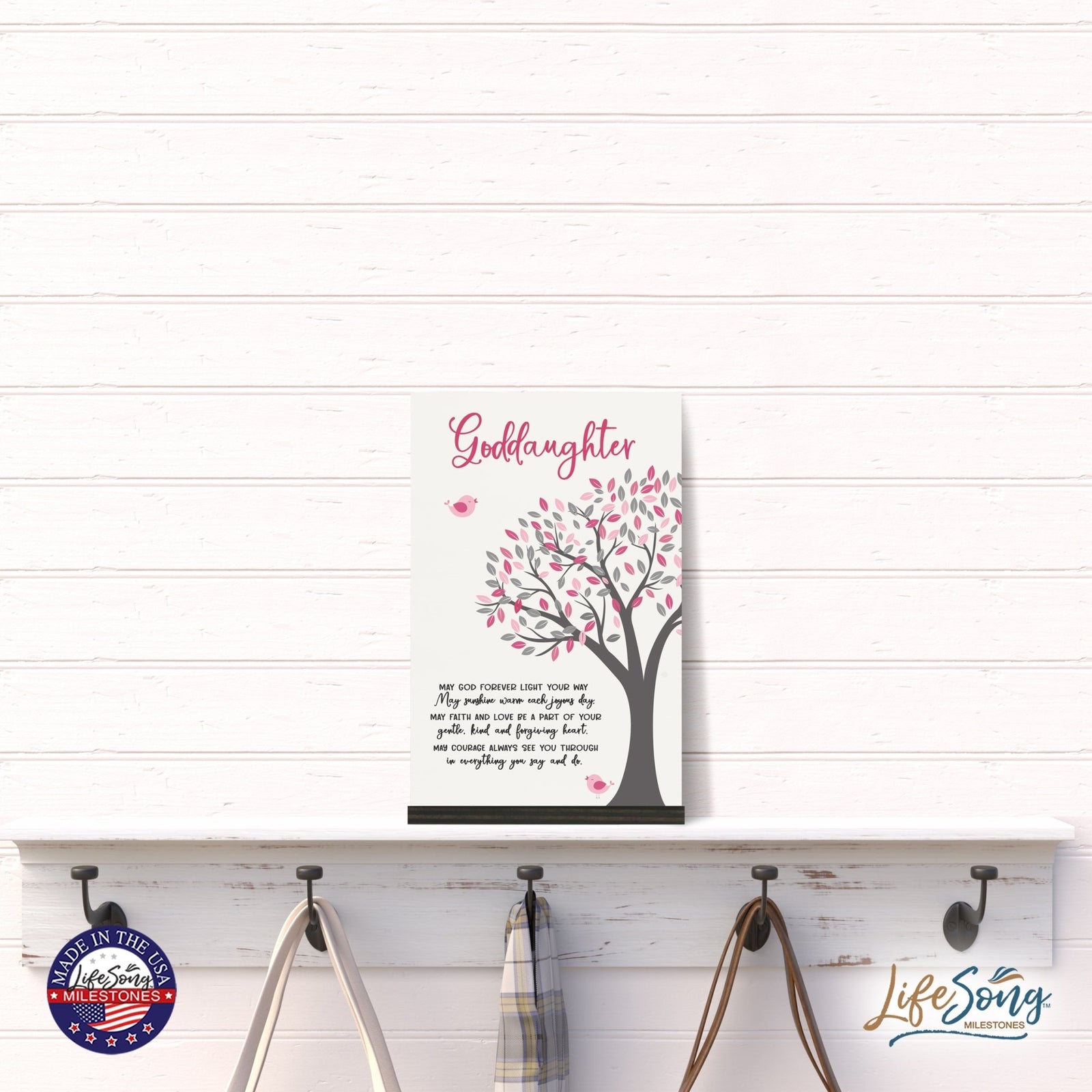 Modern 8x12in Decorative White Acrylic Signs With Wooden Base – May God Forever - LifeSong Milestones