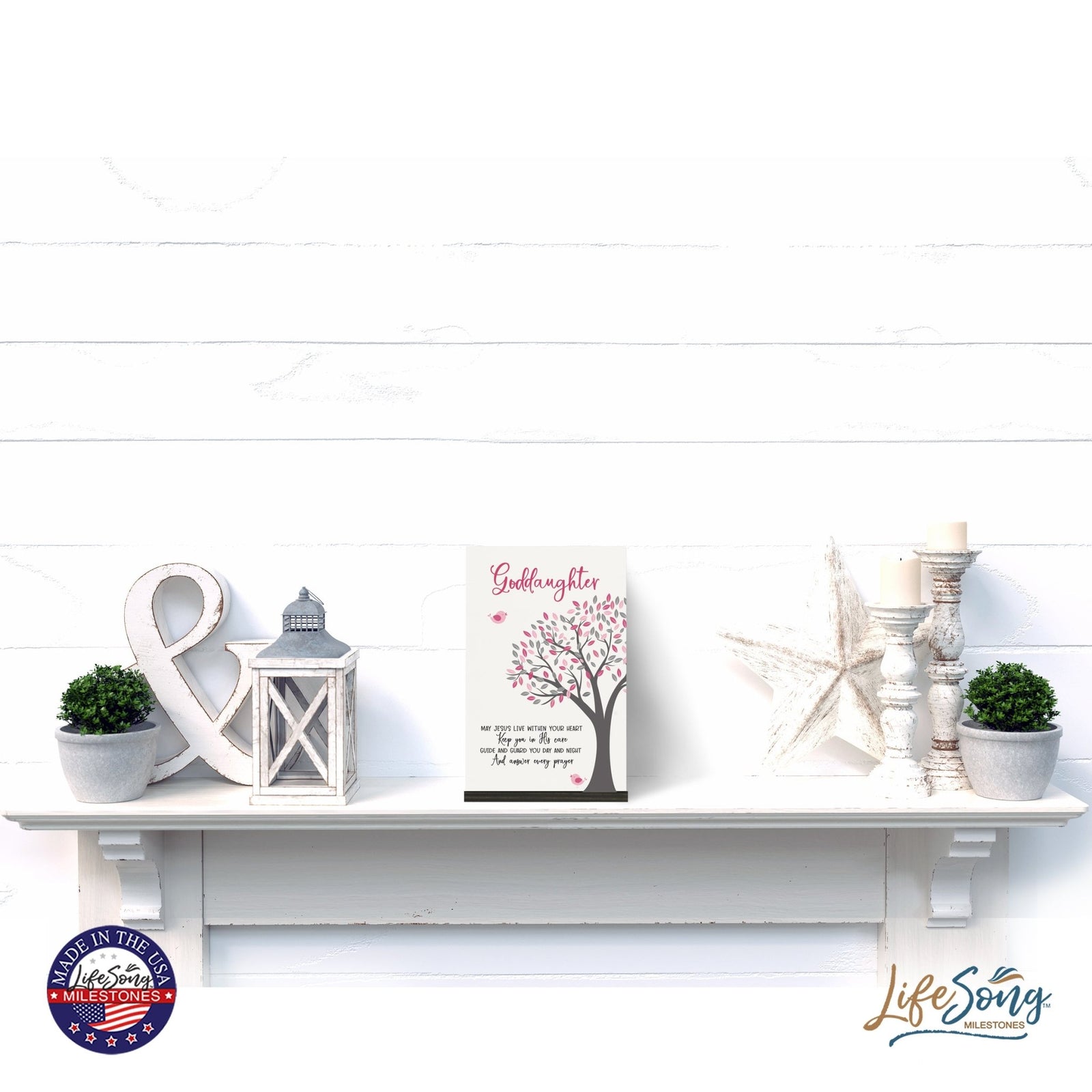 Modern 8x12in Decorative White Acrylic Signs With Wooden Base – May Jesus Live Within - LifeSong Milestones