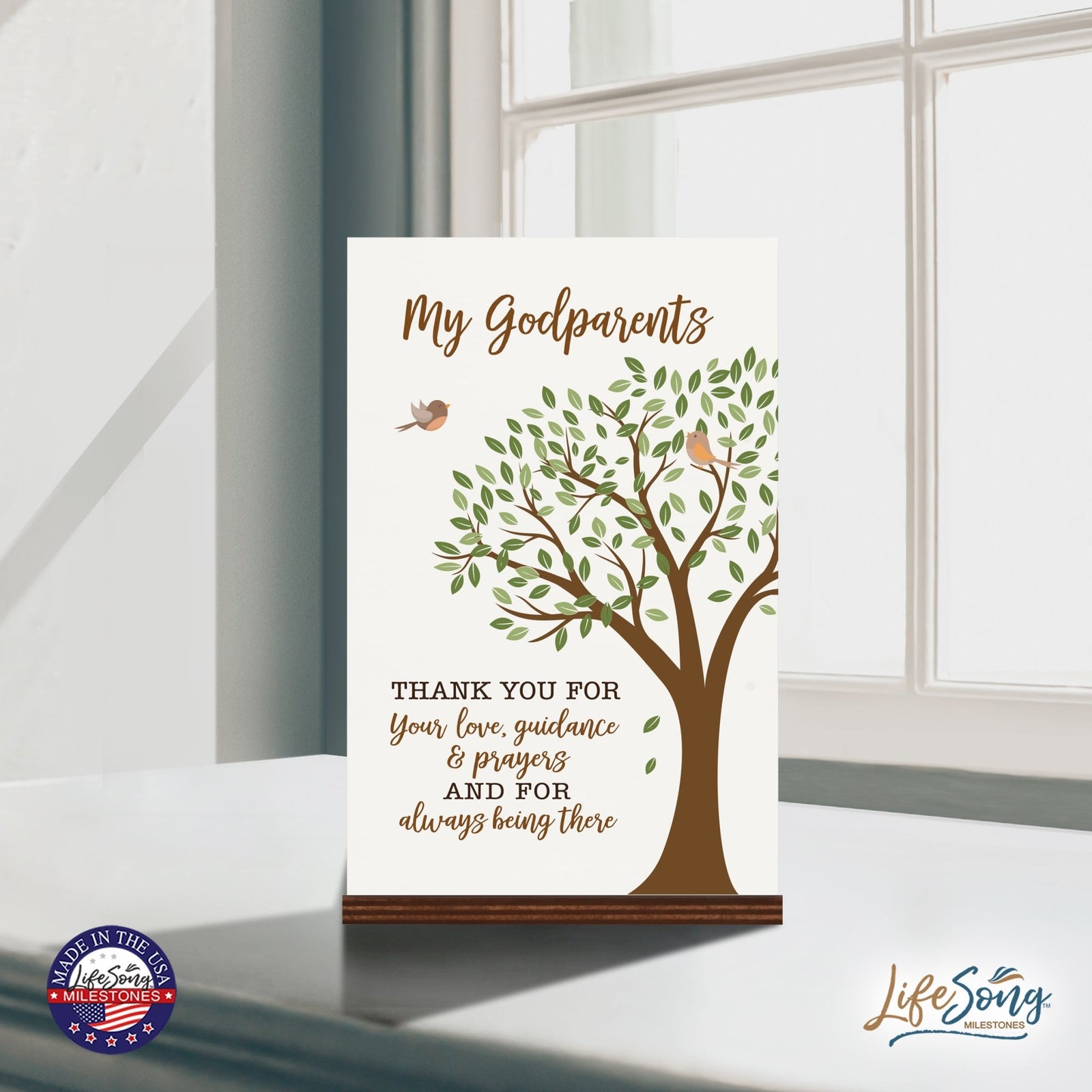 Modern 8x12in Decorative White Acrylic Signs With Wooden Base – Thank You - LifeSong Milestones