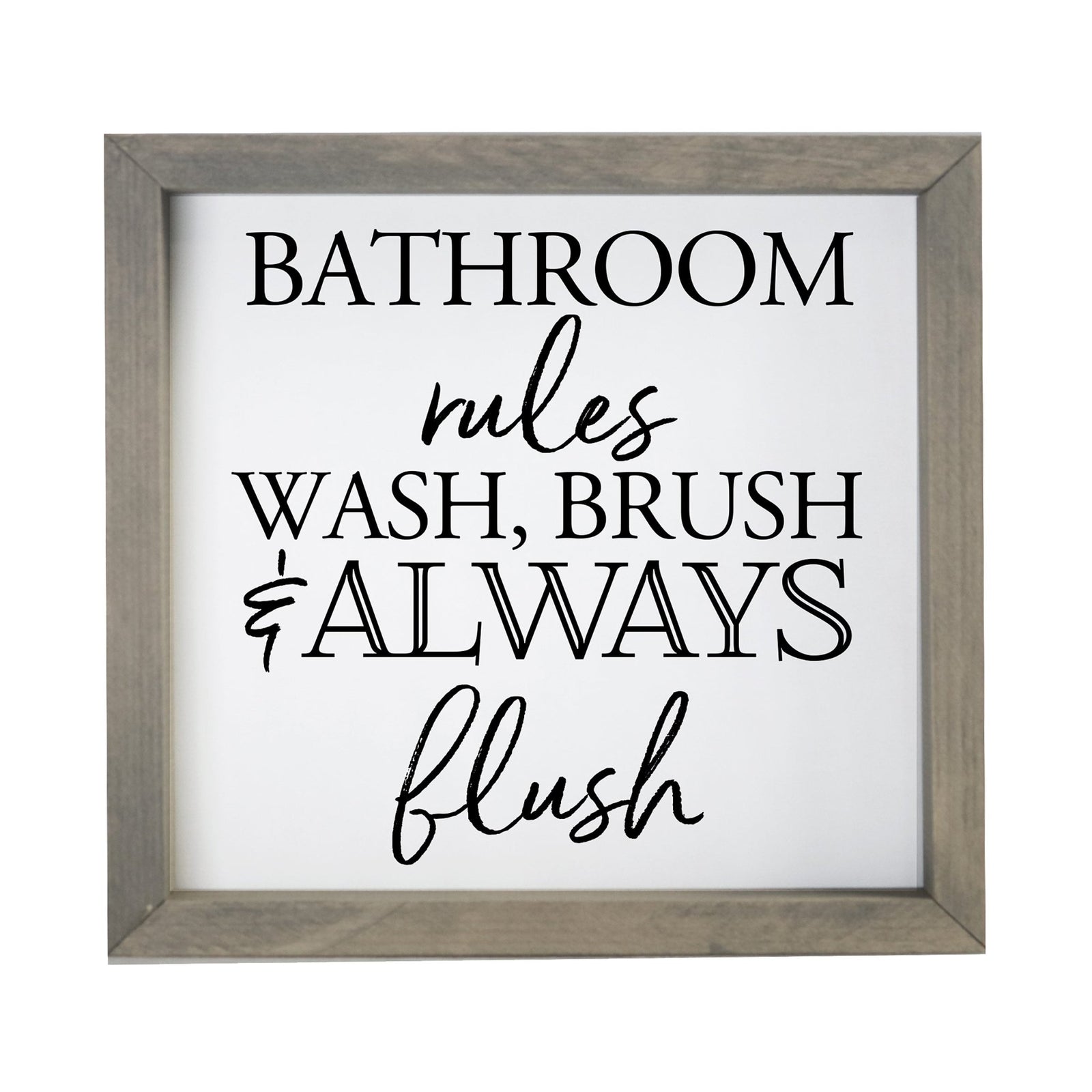 Modern Bathroom Decor Framed Shadow Box 11.5x11.5 (Bathroom Rules) - LifeSong Milestones