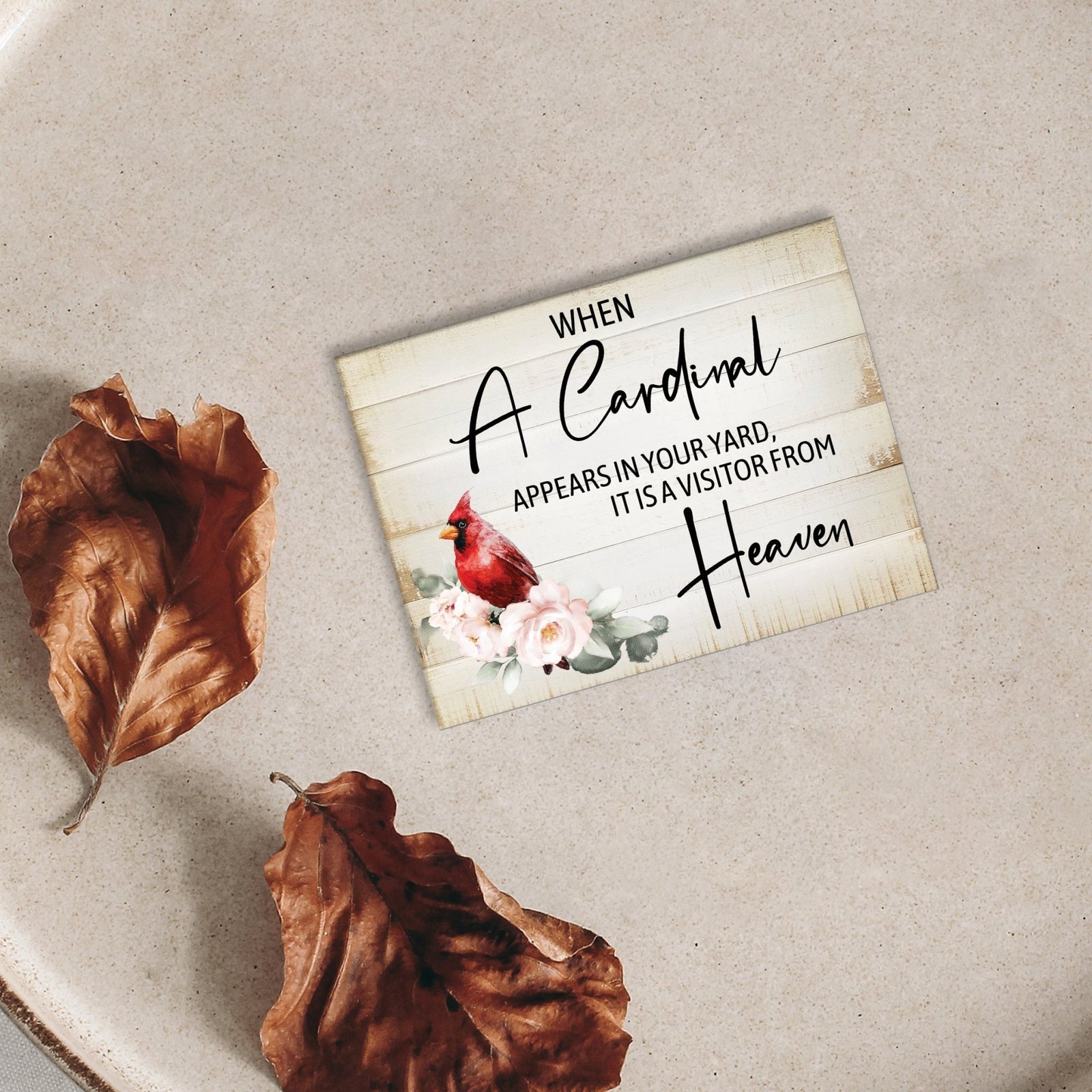 Remembering a loved one with a cardinal-themed memorial magnet for your home decor.