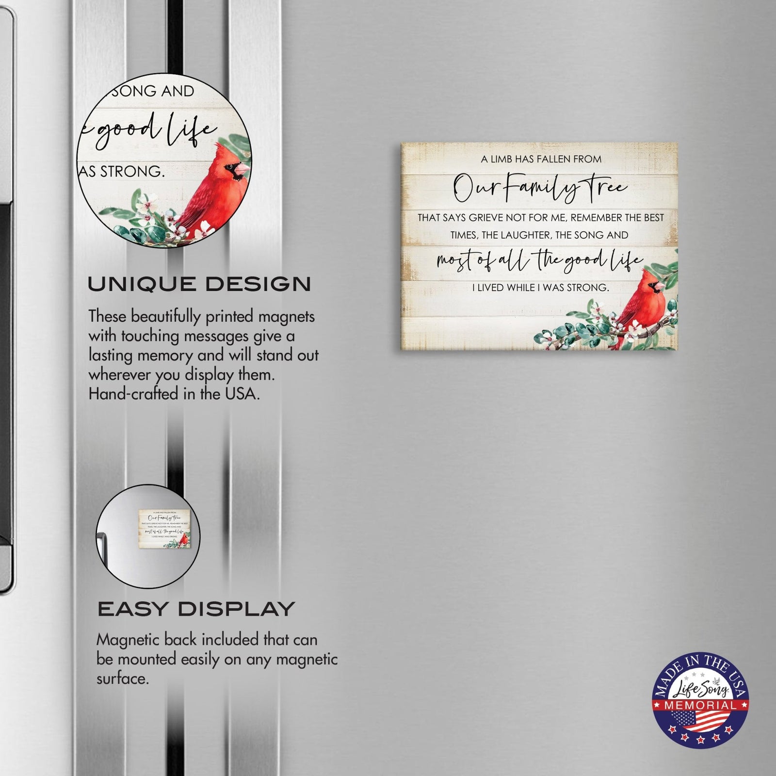 Modern Cardinal Memorial Magnet for Fridge Home Decor - LifeSong Milestones
