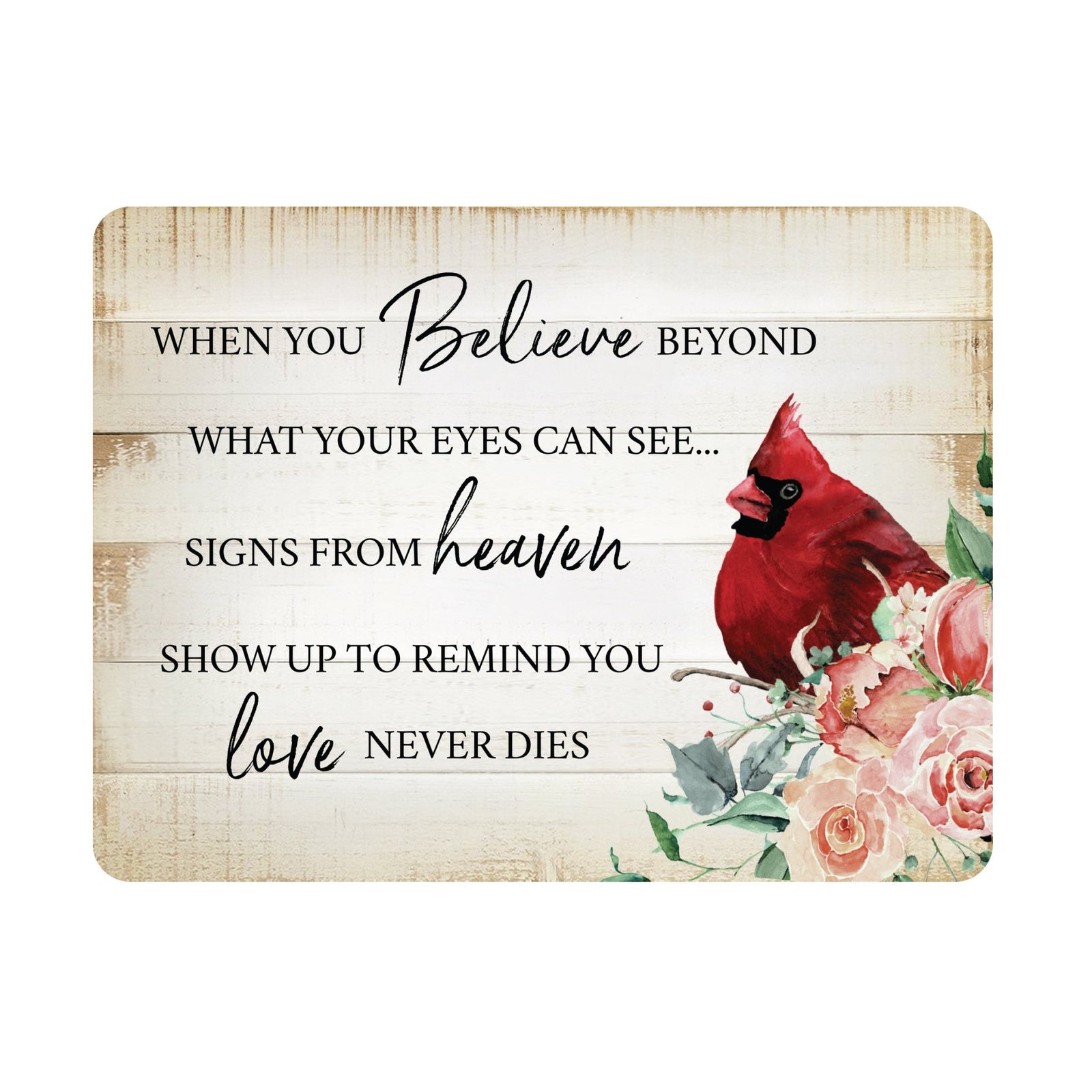 Remembering a loved one with a cardinal-themed memorial magnet for your home decor.