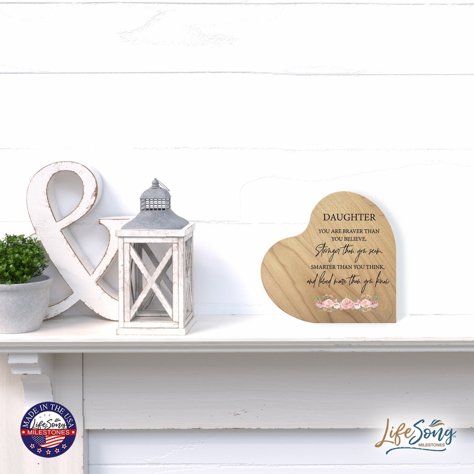 Personalized Baptism Heart Shaped Tabletop Signs Gift for Daughter