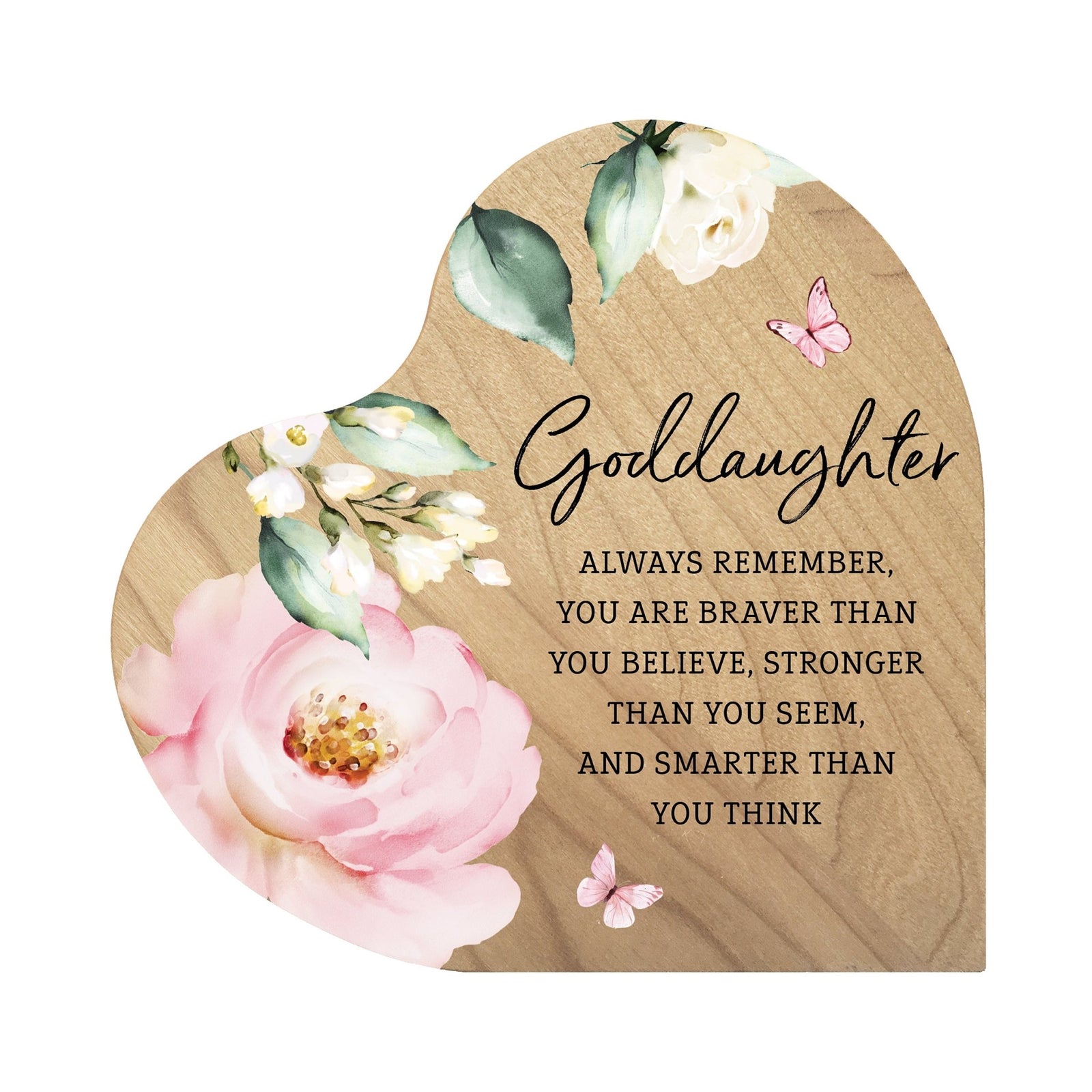 Personalized Baptism Heart Shaped Tabletop Signs Gift for Goddaughter
