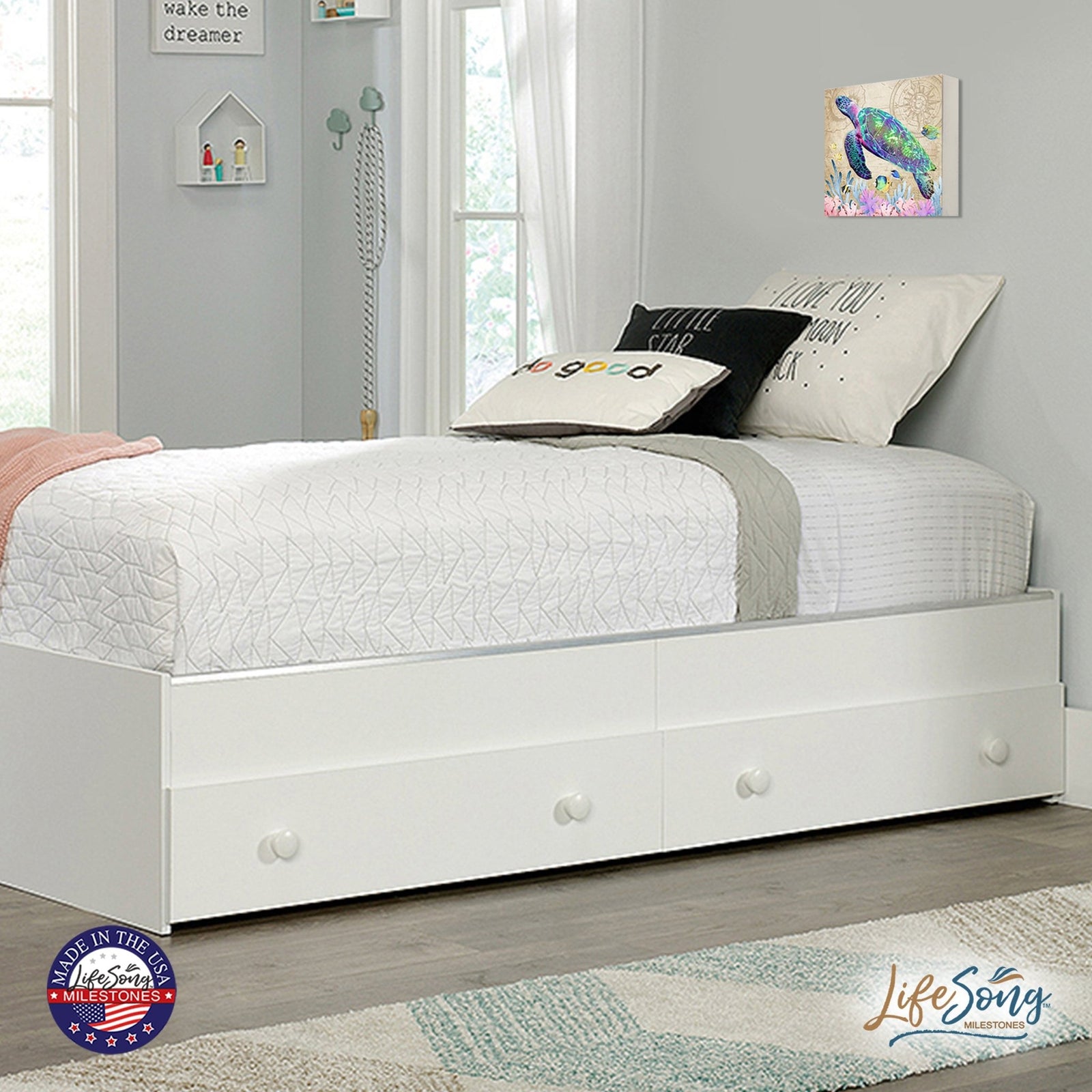 Modern Decorative Turtle Art Canvas Shadow Box - 10x10 - LifeSong Milestones