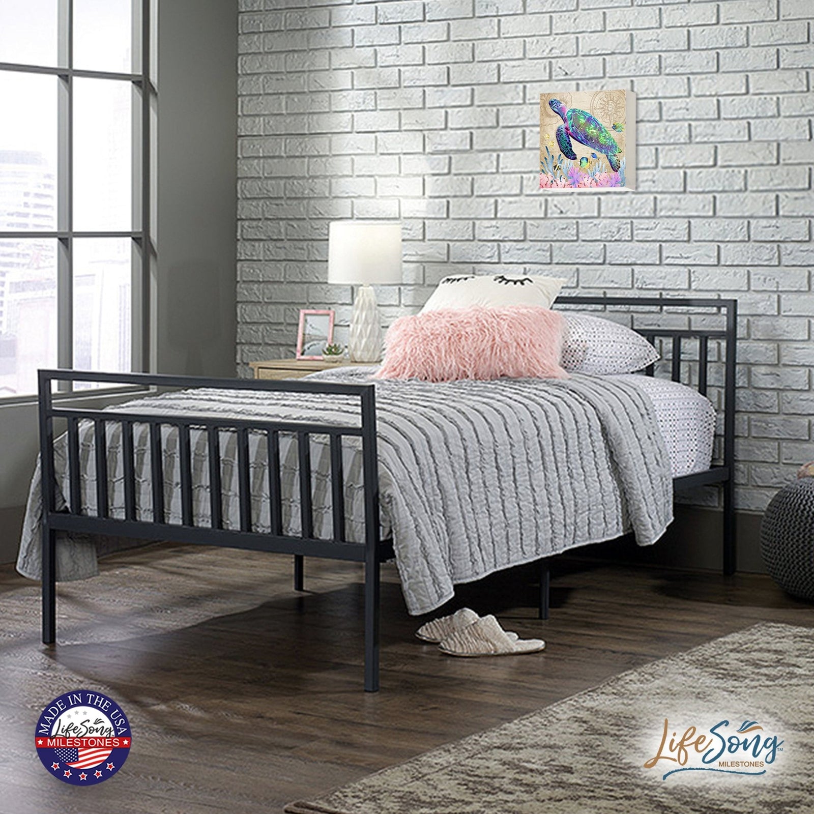 Modern Decorative Turtle Art Canvas Shadow Box - 10x10 - LifeSong Milestones