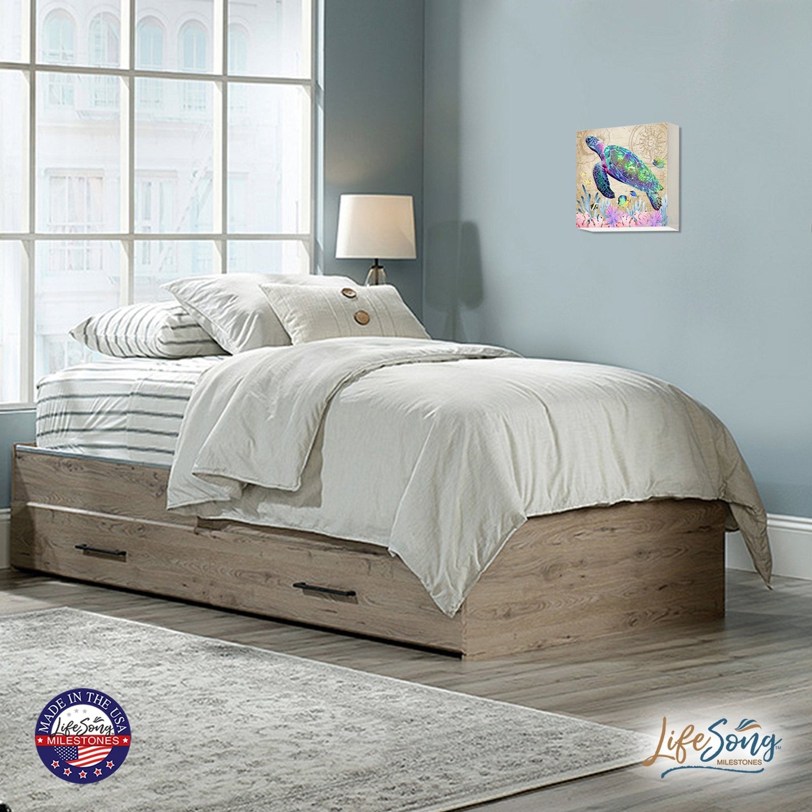 Modern Decorative Turtle Art Canvas Shadow Box - 10x10 - LifeSong Milestones