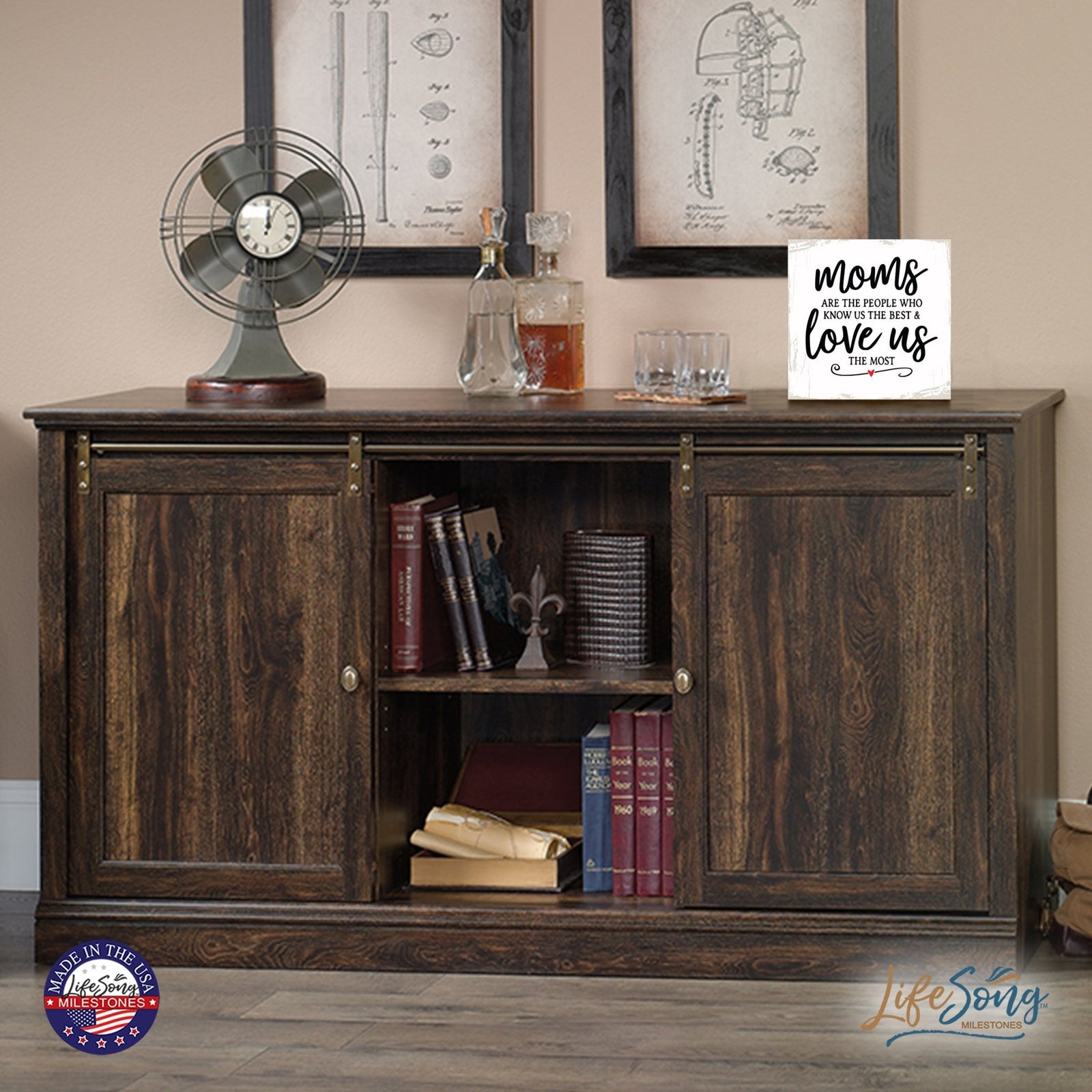 Modern EVERYDAY 6x6in Block shelf decor (Mom Are The People) Inspirational Plaque and Tabletop Family Home Decoration - LifeSong Milestones