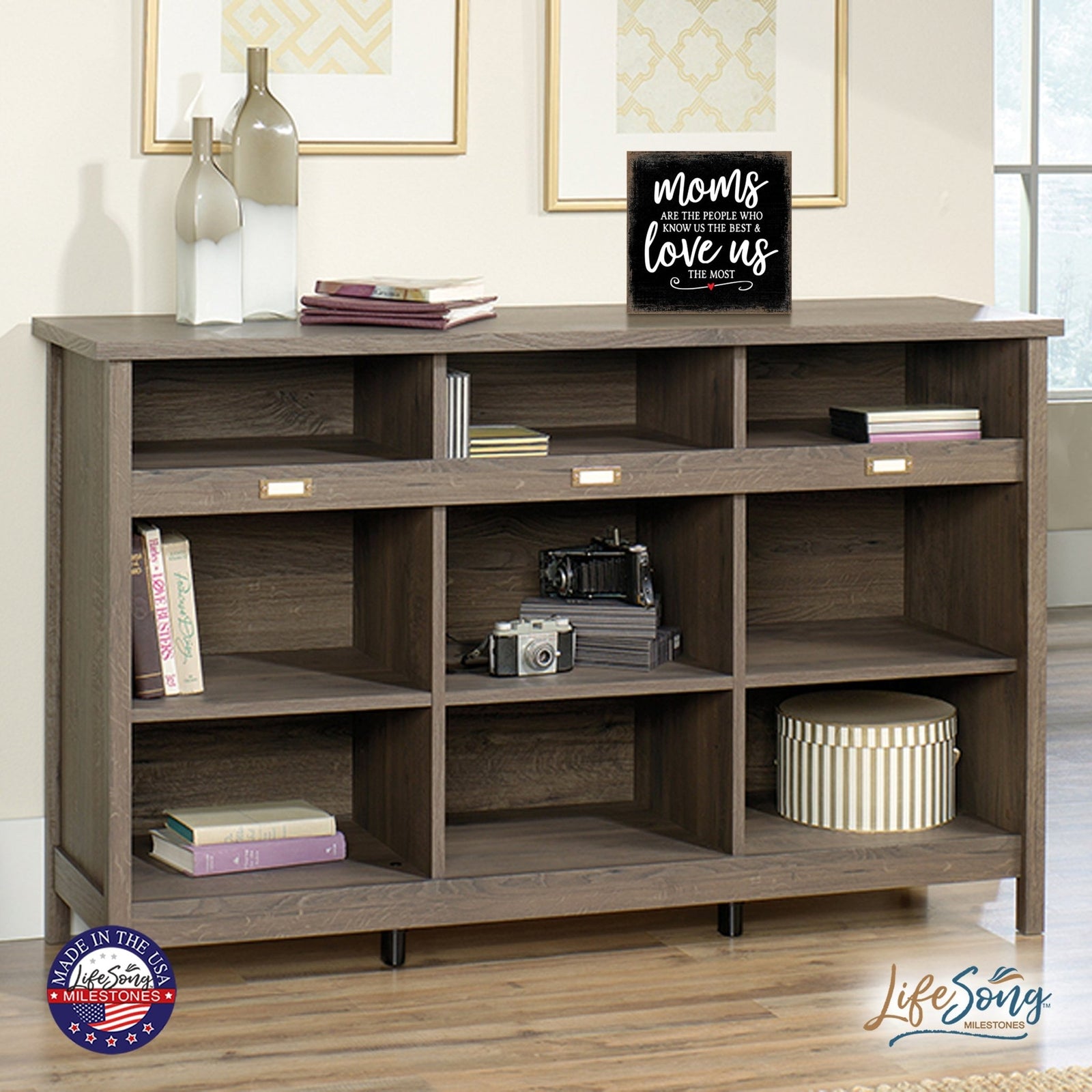 Modern EVERYDAY 6x6in Block shelf decor (Mom Are The People) Inspirational Plaque and Tabletop Family Home Decoration - LifeSong Milestones