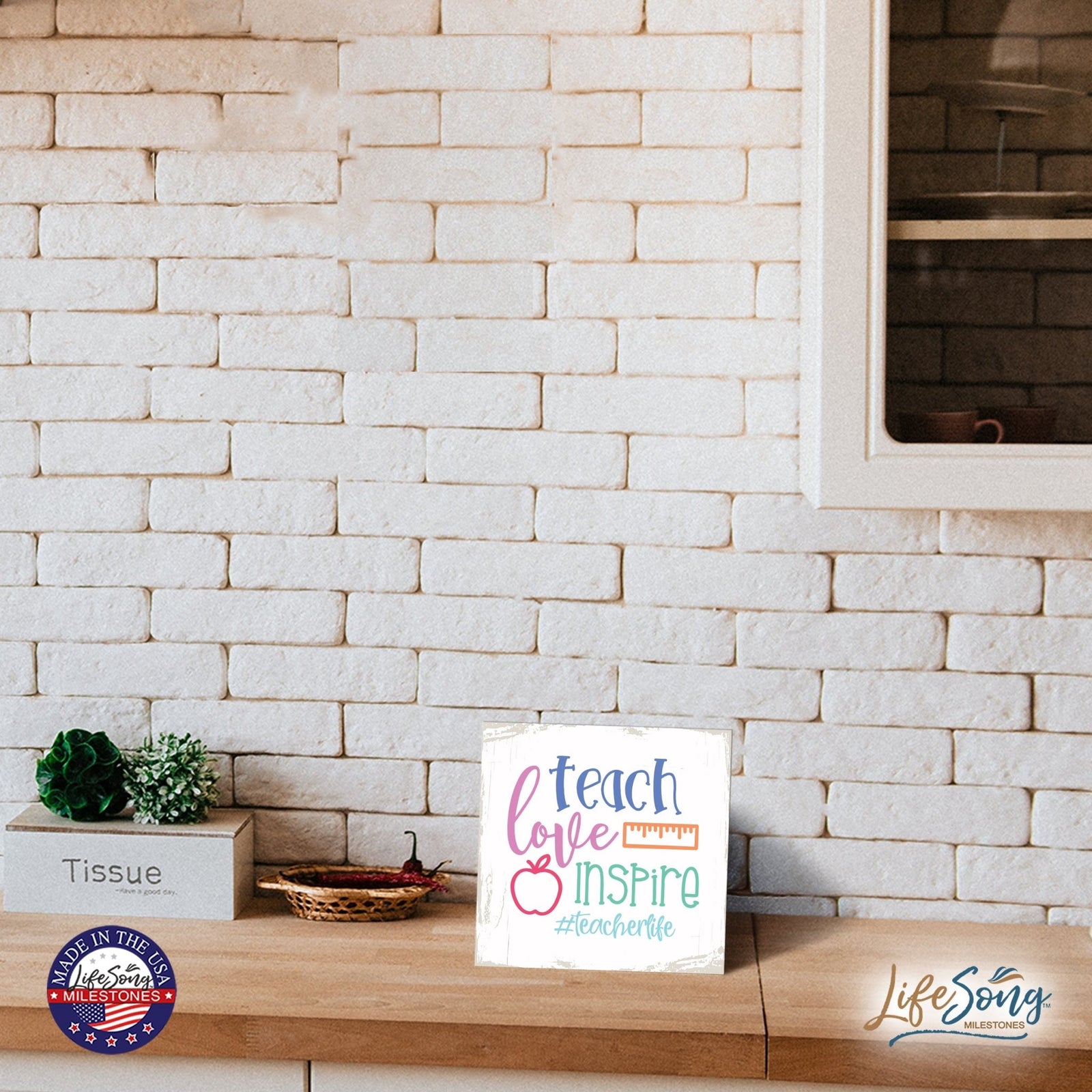 Modern EVERYDAY 6x6in Block shelf decor (Only The Best Moms) Inspirational Plaque and Tabletop Family Home Decoration - LifeSong Milestones