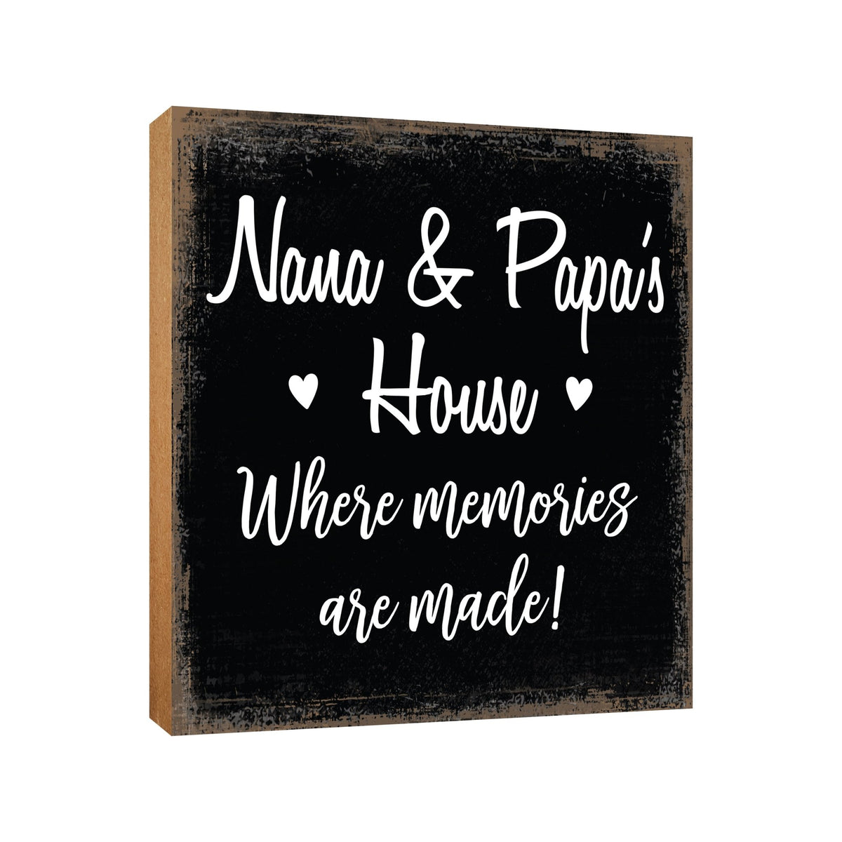 Modern FAMILY 6x6 Block shelf decor (Nana &amp; Papa Memories) Inspirational Plaque and Tabletop Family Home Decoration - LifeSong Milestones